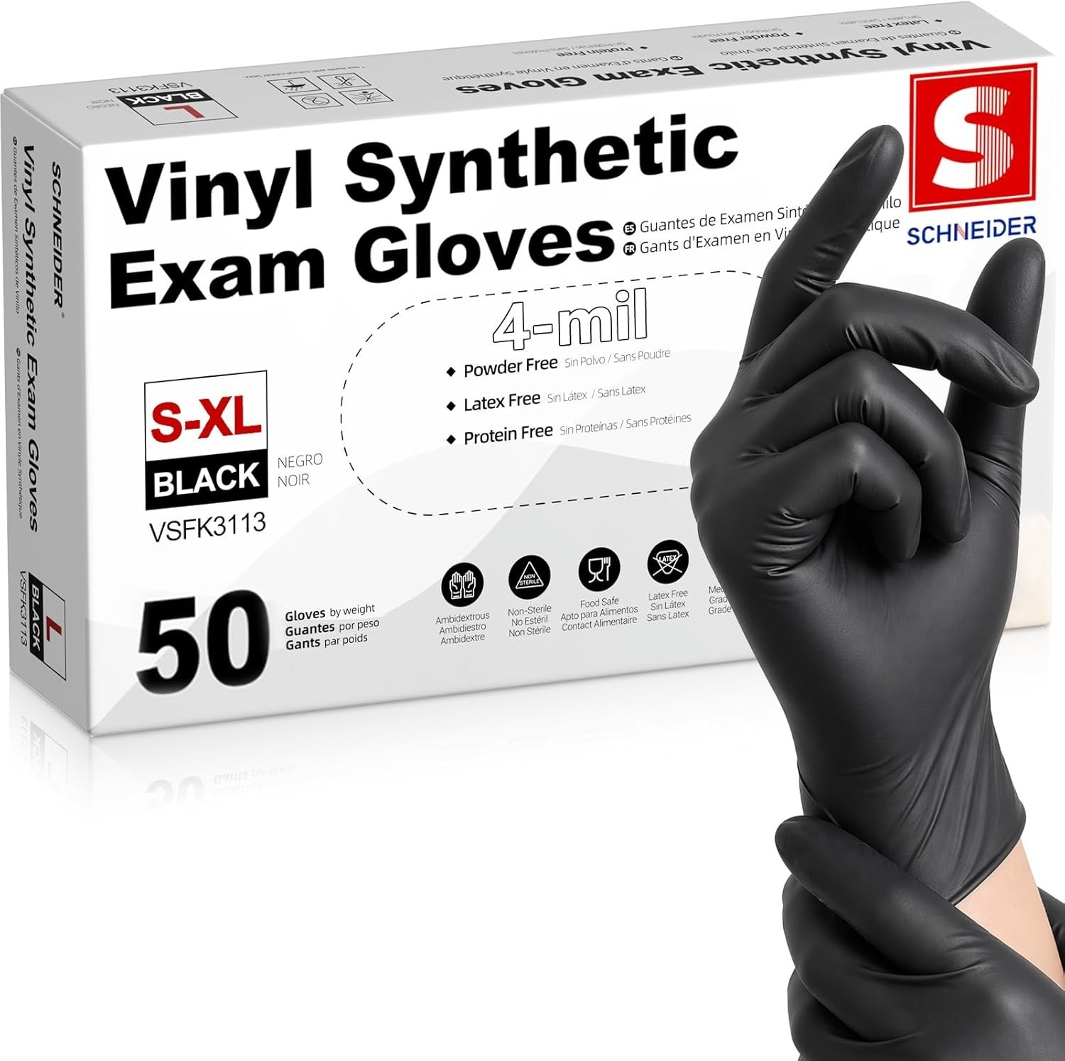 Medium 4-Mil Disposable Black Vinyl Gloves – Perfect for Medical & Cooking Use