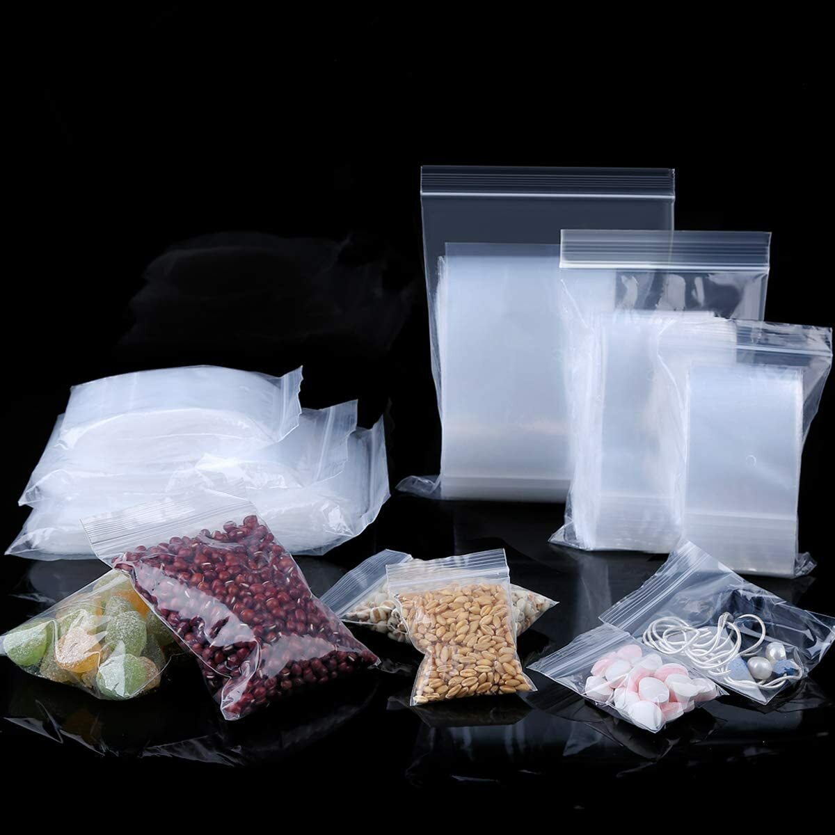 Lot of 100pcs Clear Reclosable Zip lock Plastic Bags 2-MIL Poly Zipper Baggies