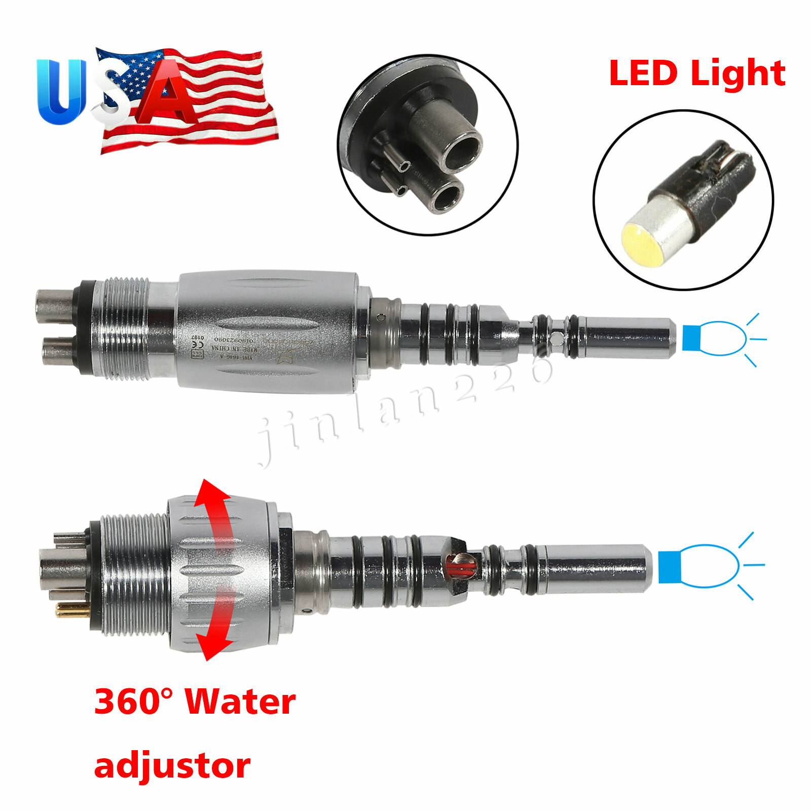 Dental LED Quick Coupler 4/6 Hole fit Kavo Multiflex LUX Fiber Optic Handpiece
