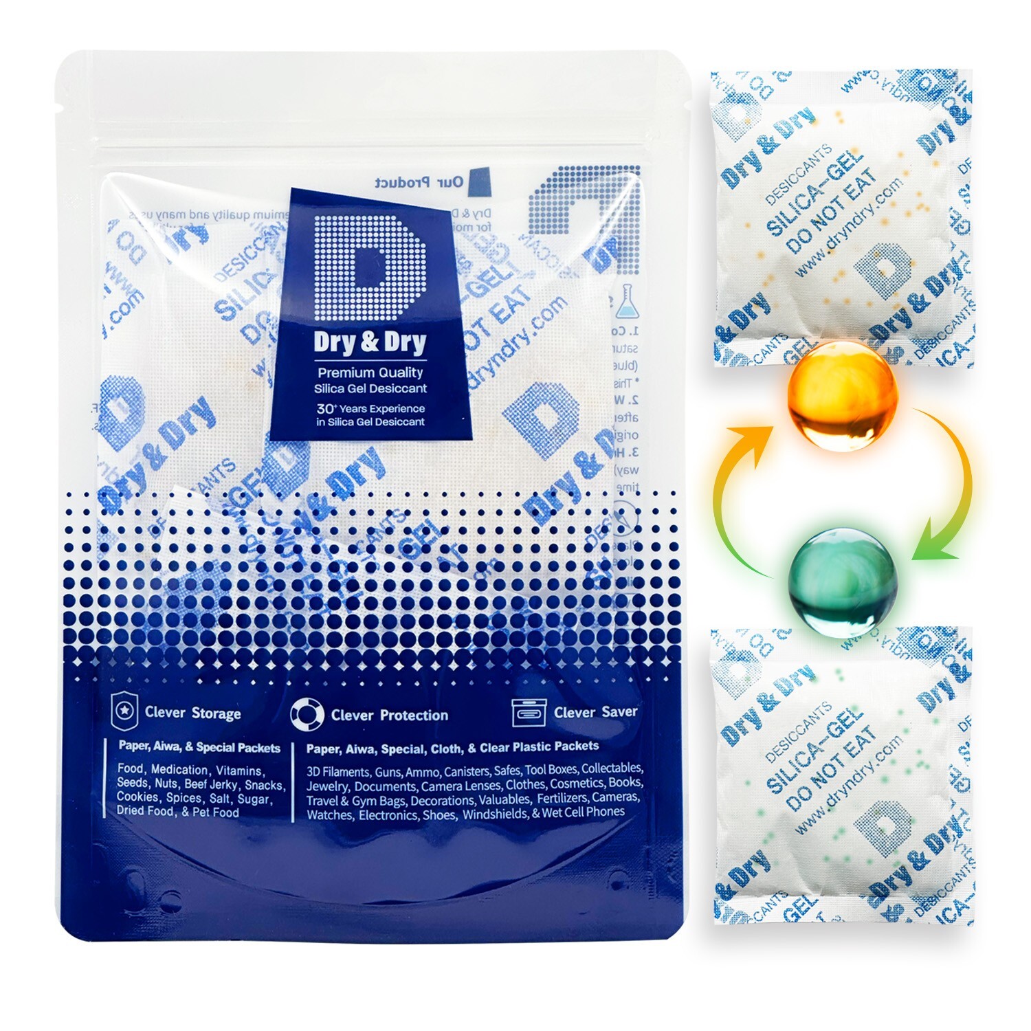 50 gram X 24 PK “Dry & Dry” Food Grade Orange Indicating Silica Gel Packets
