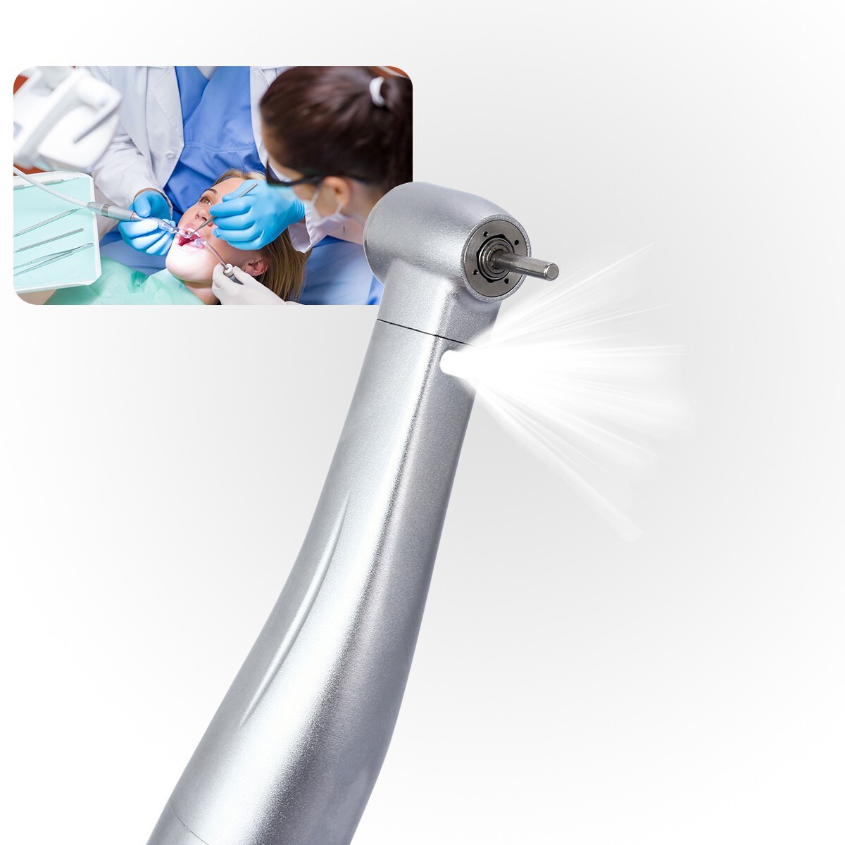 Dental LED Handpiece 1:5 Fiber Optic Contra Angle Ceramic Push Button E-type