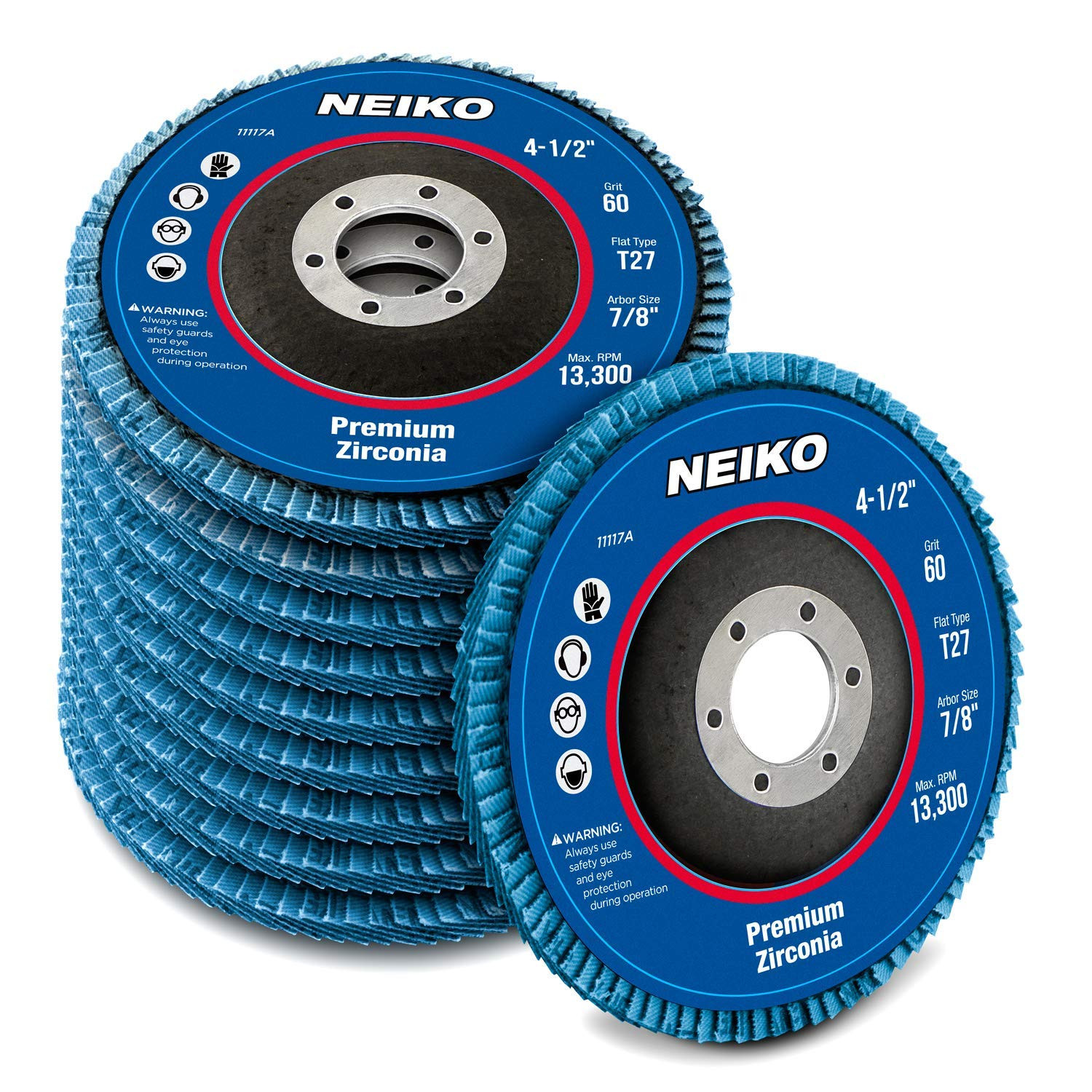 11118A 10 Pack Zirconia Flap Discs 4-1/2 for Angle Grinder, 80 Grit Flapper Whee