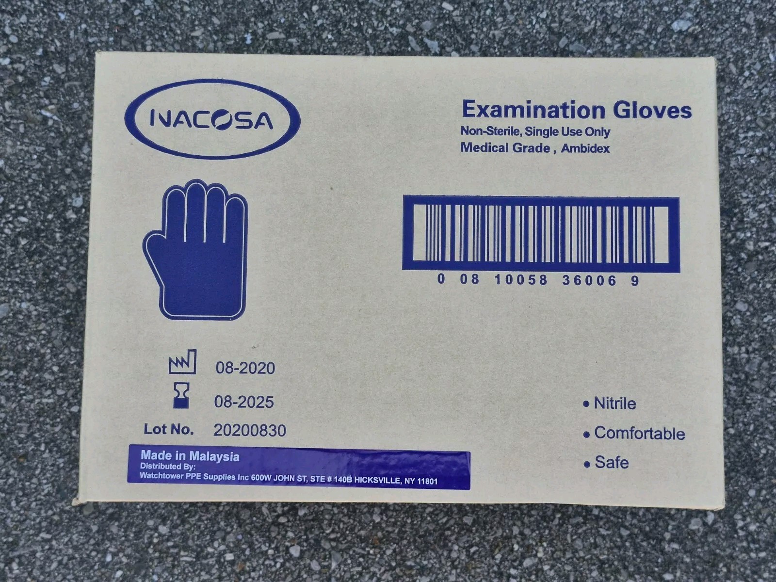 NACOSA Nitrile Exam Gloves Case of 10 Boxes, 1000-Piece, Large Size