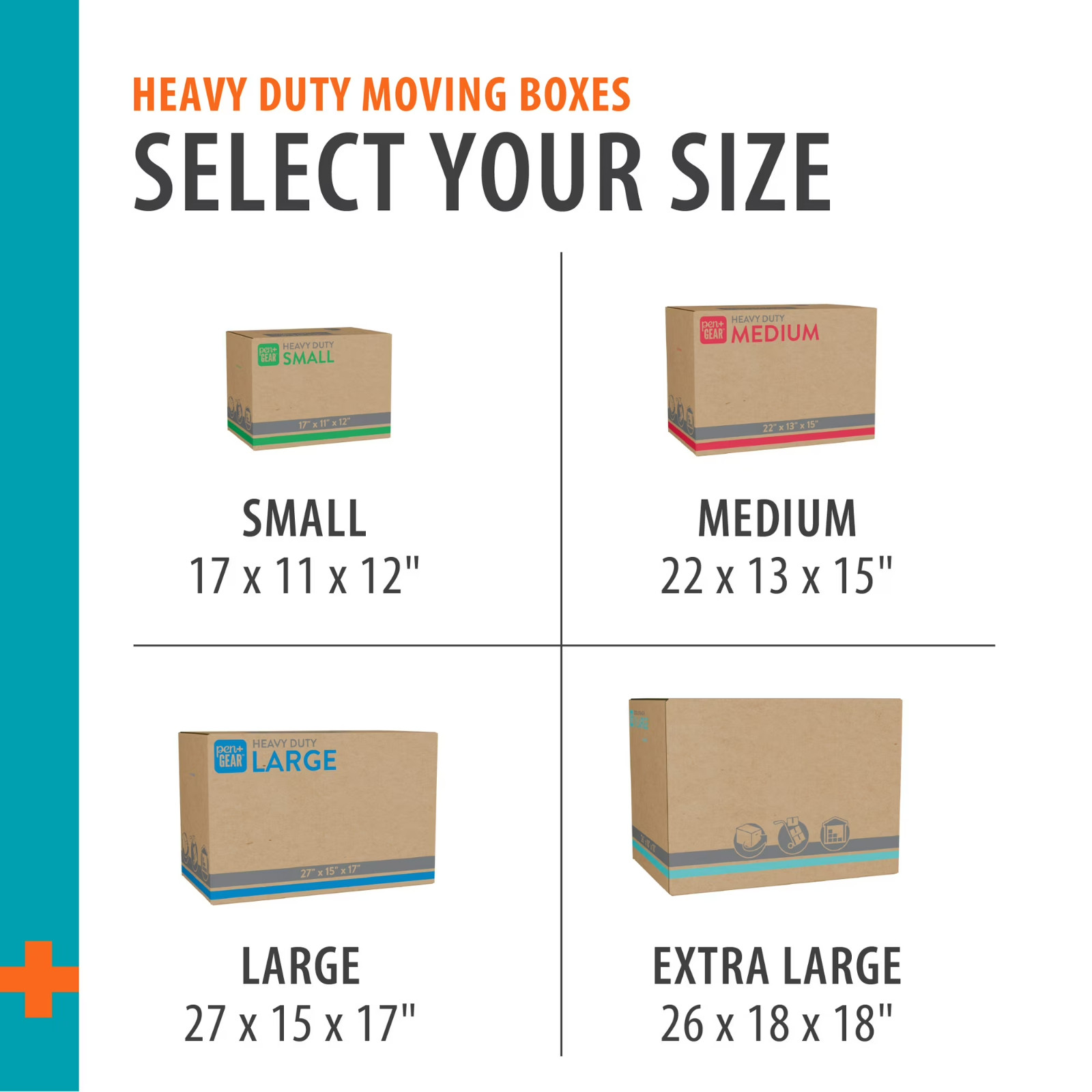 (10 pack) Pen+Gear Large Heavy Duty Kraft Moving Boxes, 27L x 15W x 17H