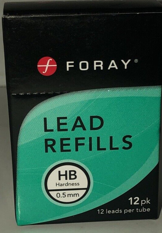 NEW FORAY Lead Refills,0.5 mm,HB Hardness. Pack Of 12 SHIPS N 24 HOURS