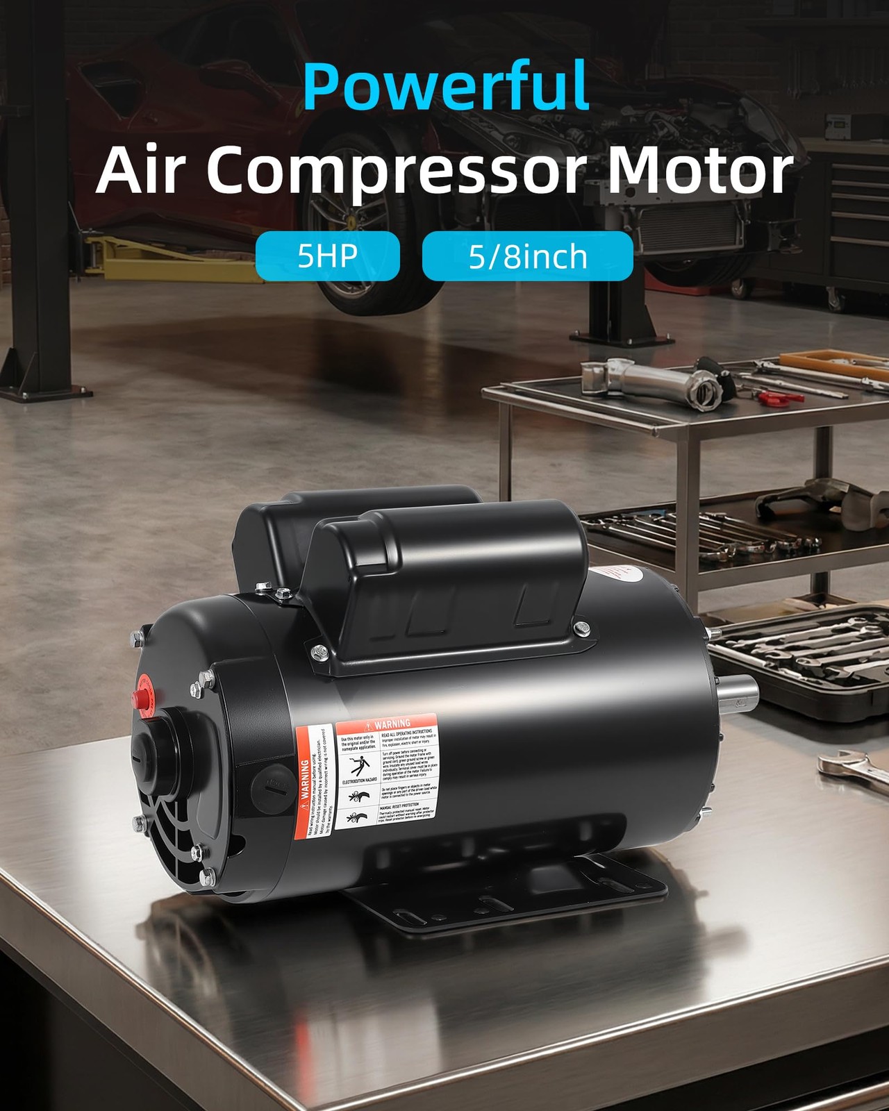 5HP SPL Air Compressor Electric Motor 17.6Amps 56 Frame 3450RPM 5/8“ Keyed Shaft