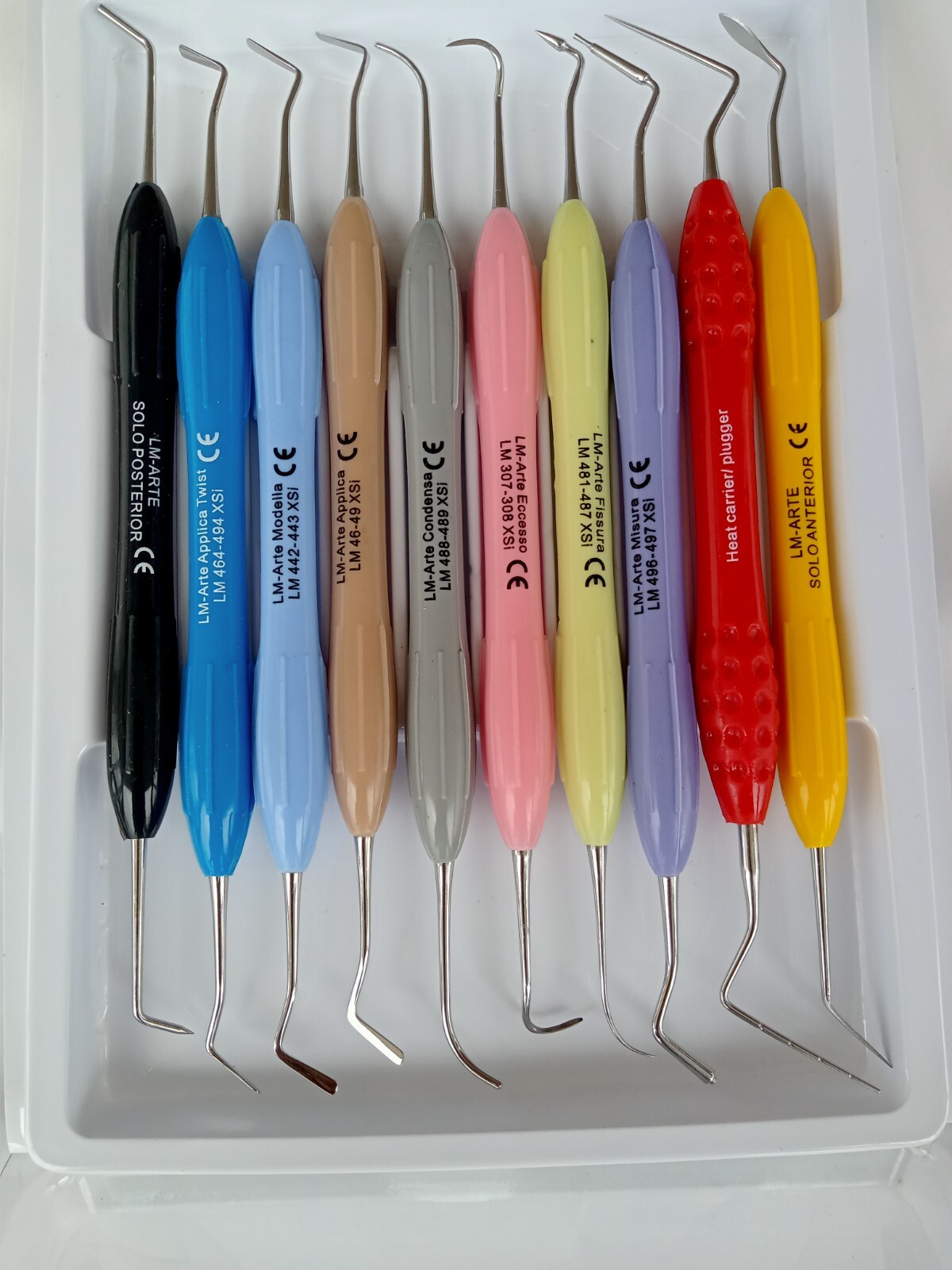 10 Pcs Dental LM Composite Filling Instruments Set Silicone Handle Colorful