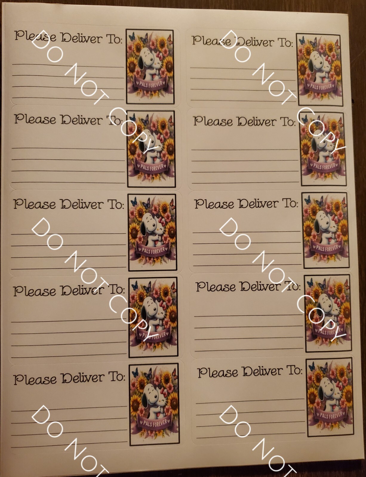 3 Sheets please deliver to address shipping labels (PDT) pen pal, mail