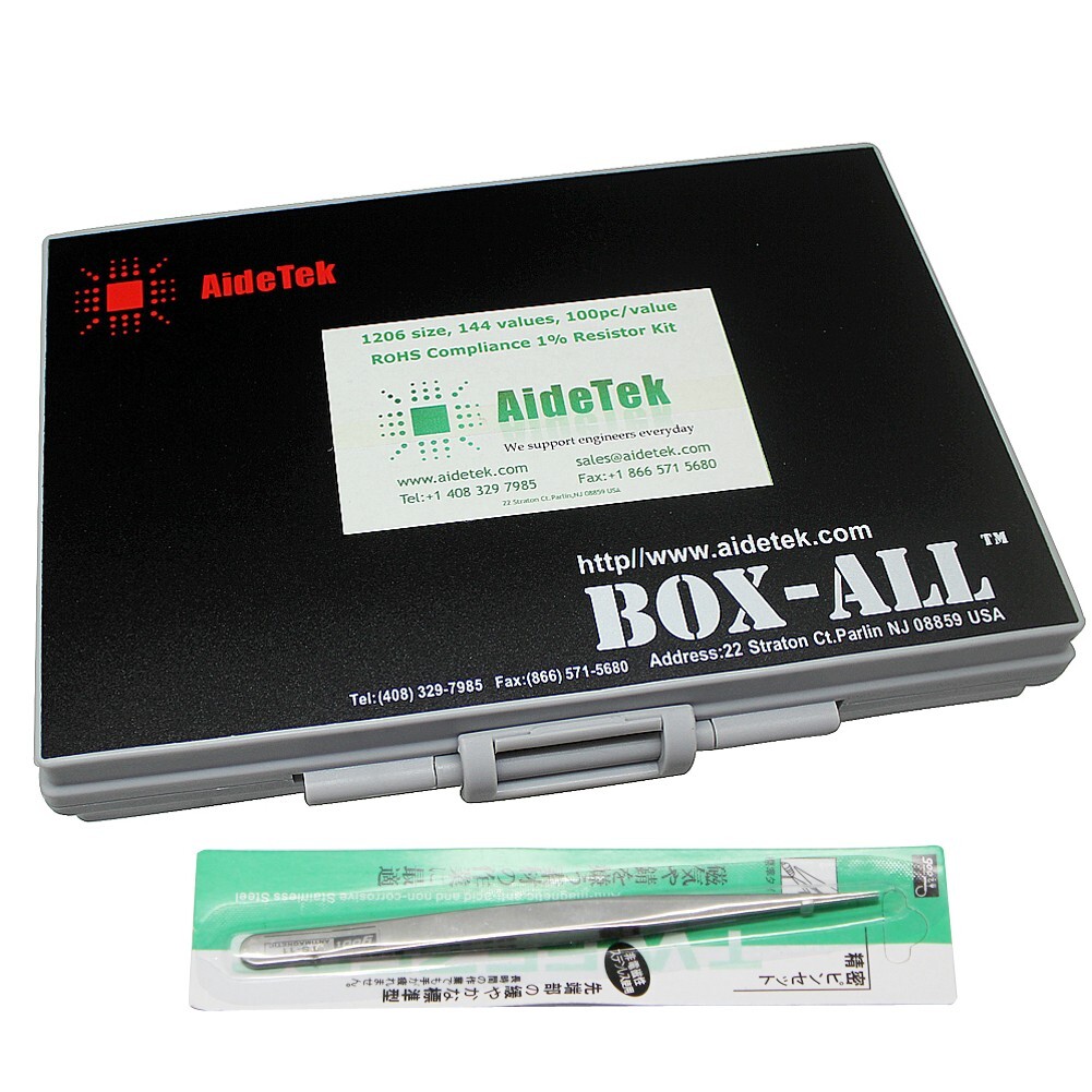 AideTek 1206 Size SMD SMT 1% Sample Resistor Kits 144 Values 100PCS R1206 USA