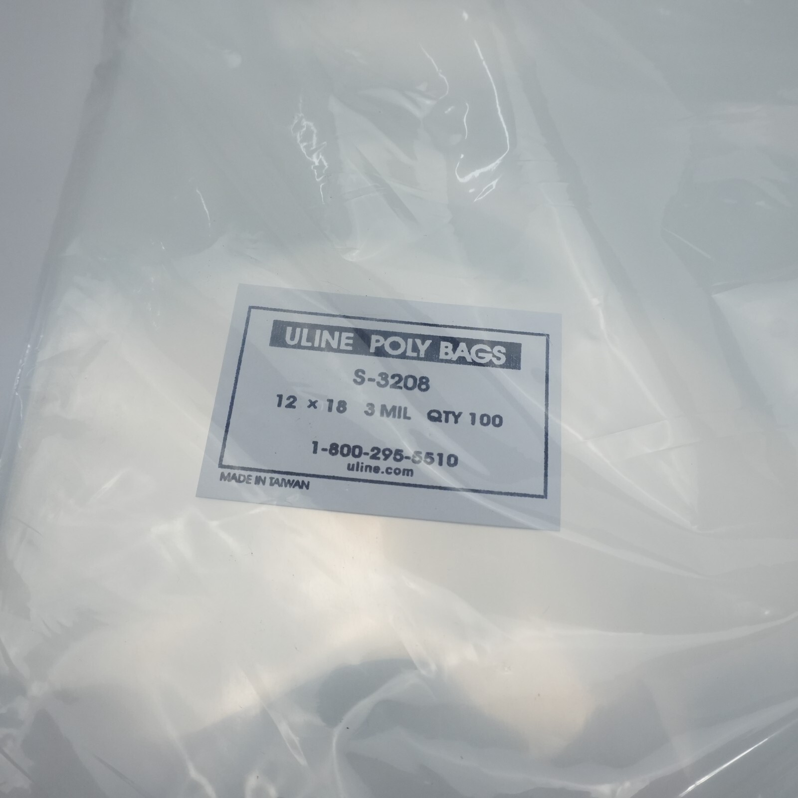 100 Uline S-3208 3 Mil 12″ x 18″ Clear Poly Bags Sleeves Open End