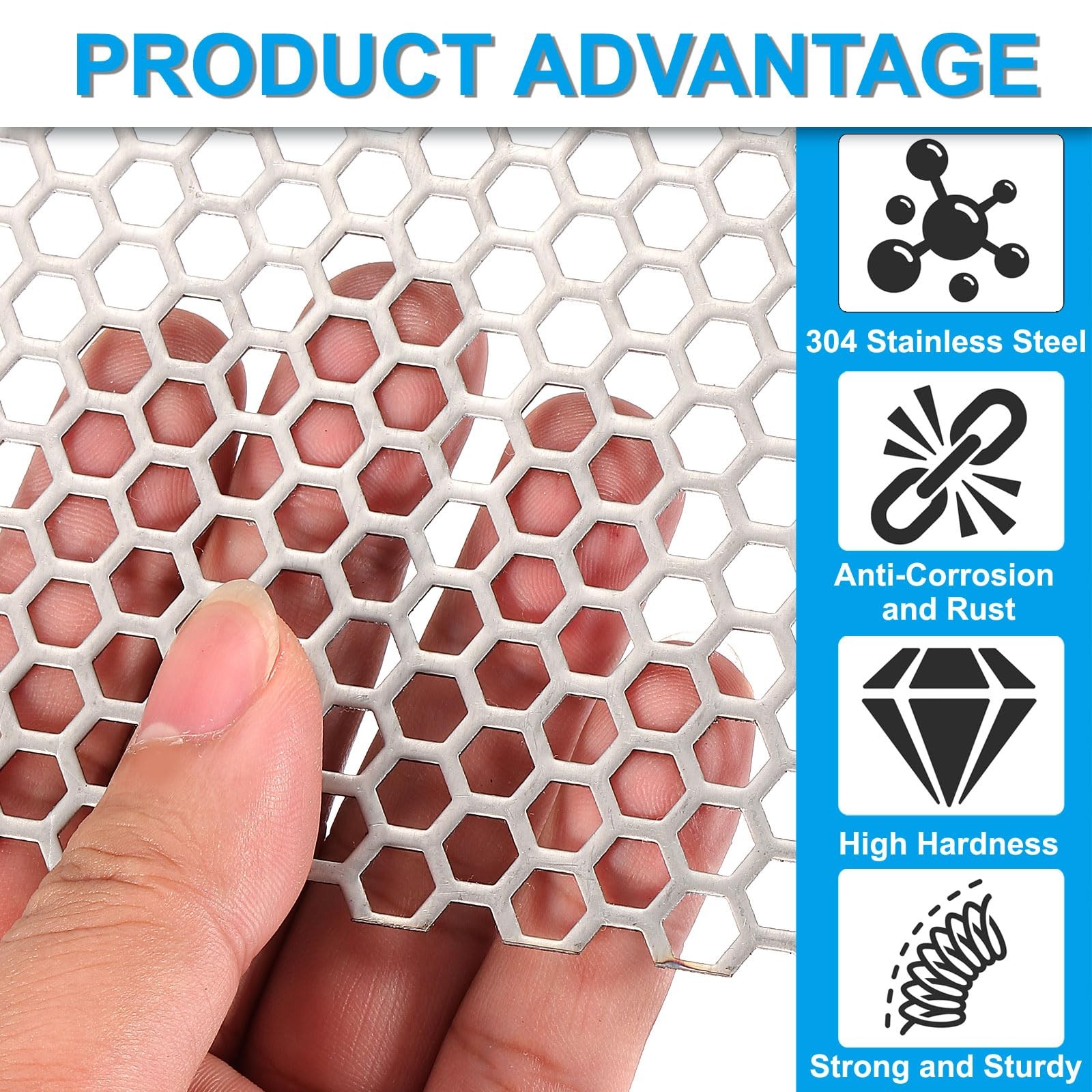 11.8″ x 5.9″ Perforated Metal Sheets, 19Ga 0.24″ Hexagonal Hole 304 Stainless…