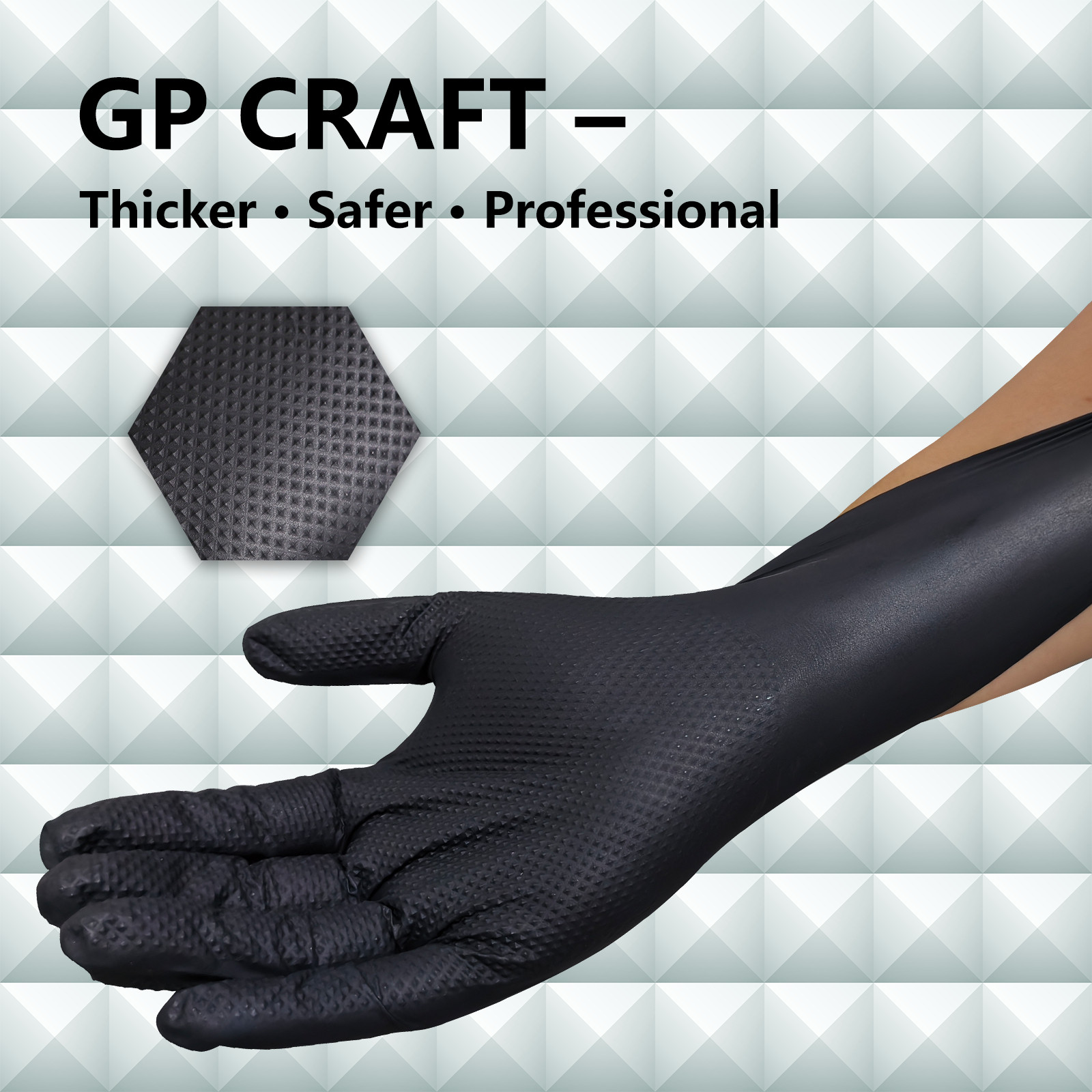 Heavy Duty 8mil Black Nitrile Gloves Diamond Textured Powder Free Industrial XXL