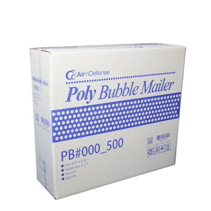 500 #000 4×8 Poly Bubble Padded Envelopes Mailers Shipping Bags AirnDefense