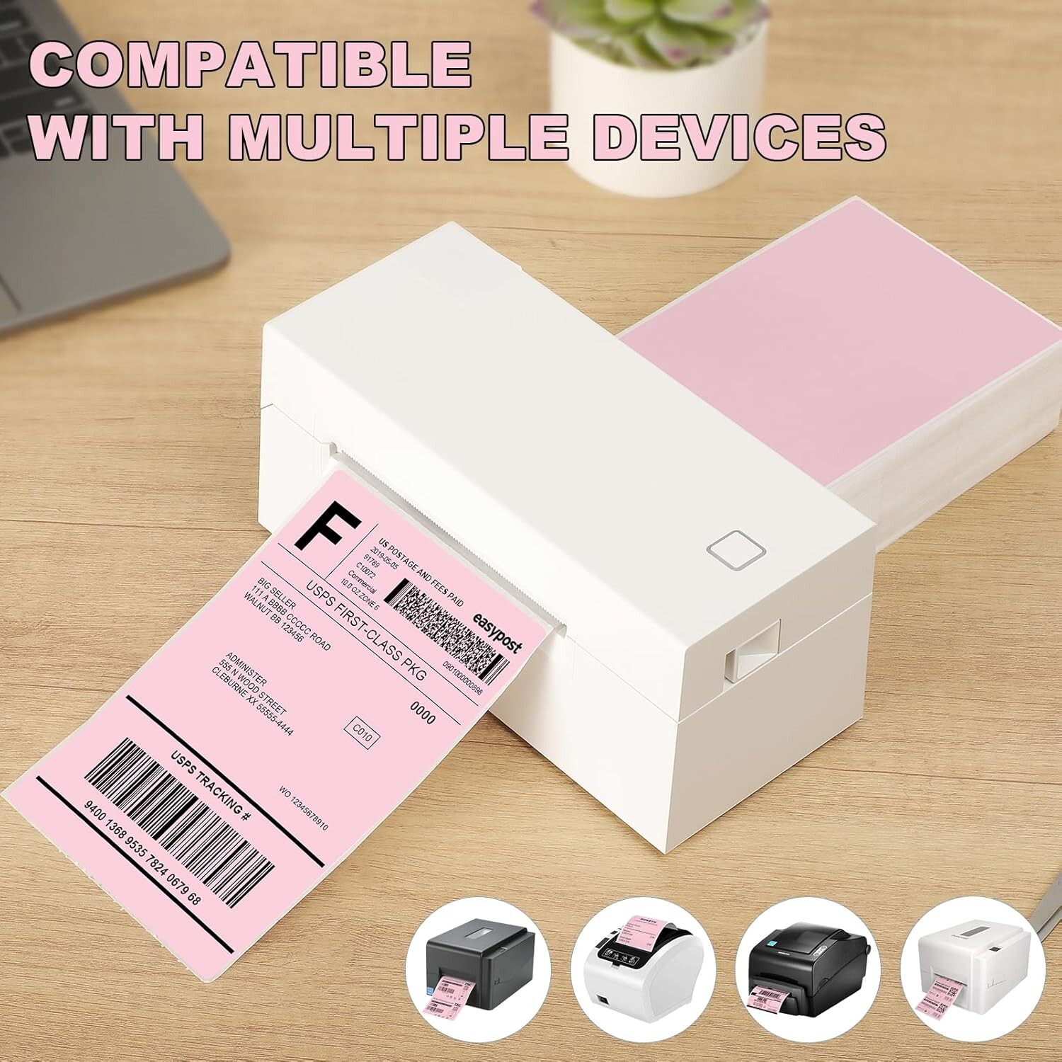 1000 4×6 Fanfold Direct Pink Thermal Labels for Zebra and Rollo Printers