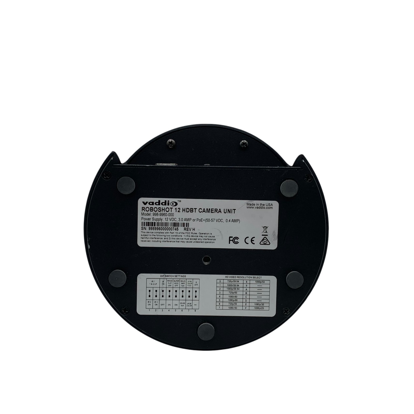 VADDIO 998-9960-000 Roboshot 12 HDBT Camera Unit Only – Silver – Works