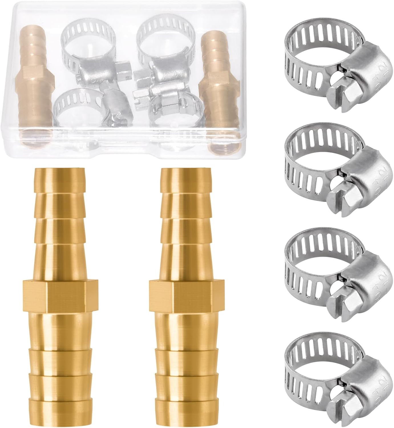 2 Pack Hose Barb Fittings Reducer, 5/16″ to 3/8″ Brass Hose Barb Reducer with 4