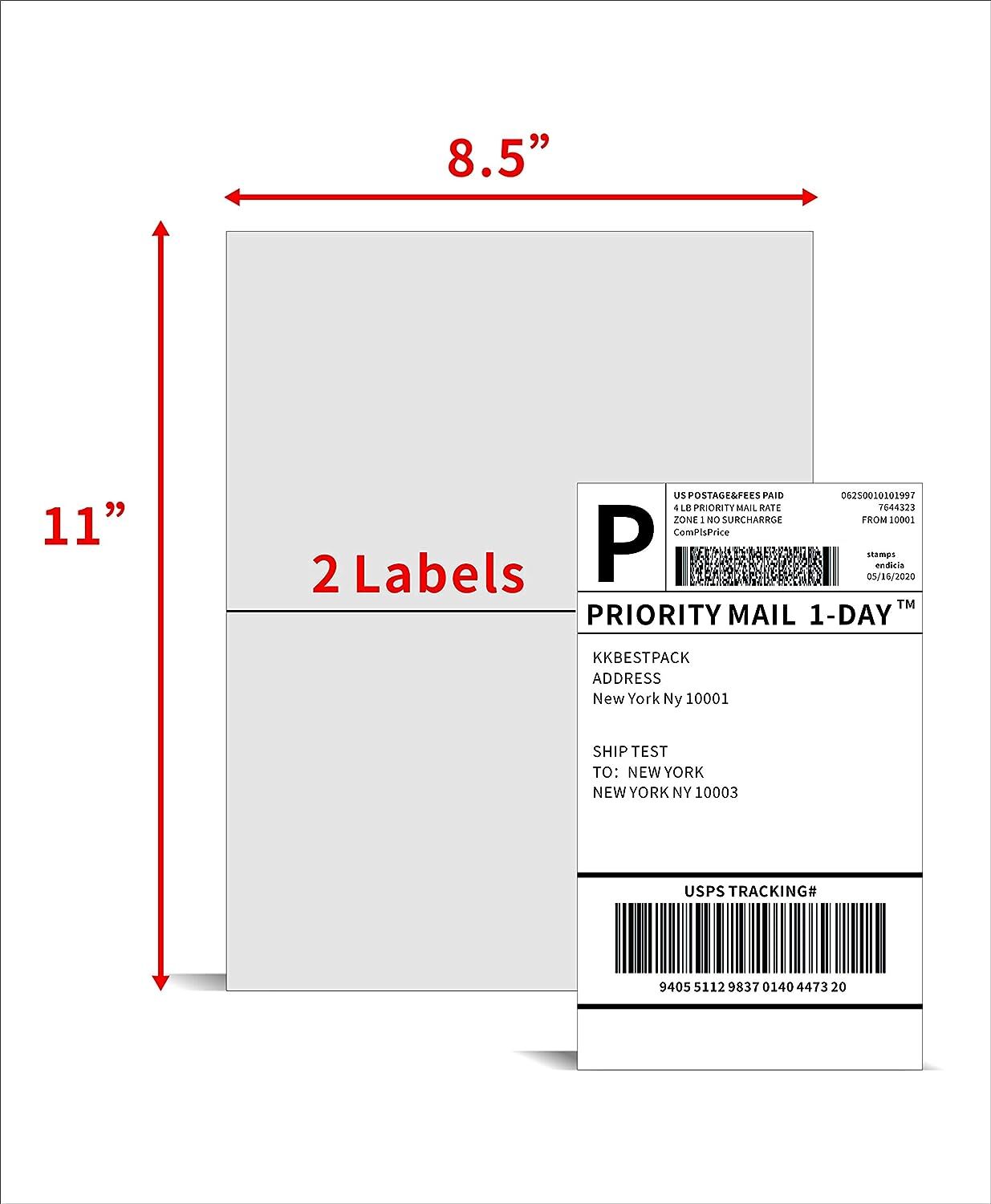 1000-4000 Premium 8.5X 5.5″ Half Sheet Self Adhesive Shipping Labels 2 Per Sheet