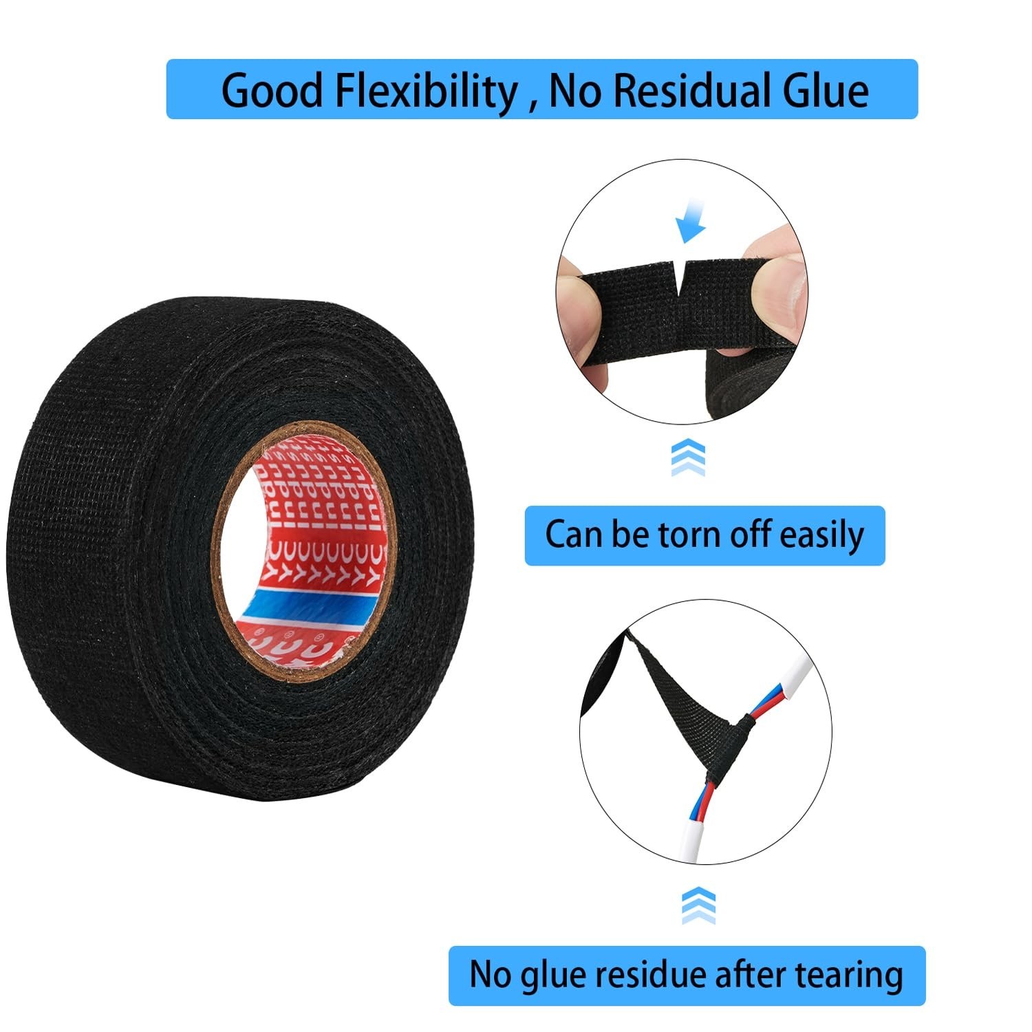 2 Rolls 50Ft Black Wire Harness Cloth Tape Noise Dampening Heat Resistant NEW***