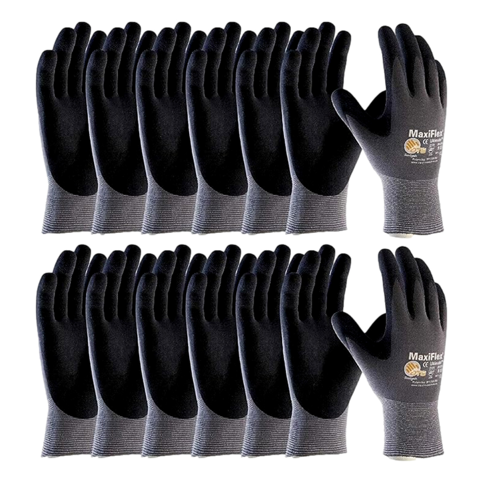 MaxiFlex 34-874 Ultimate Gloves Black Nylon/Nitrile – Pack of 12 Medium Work