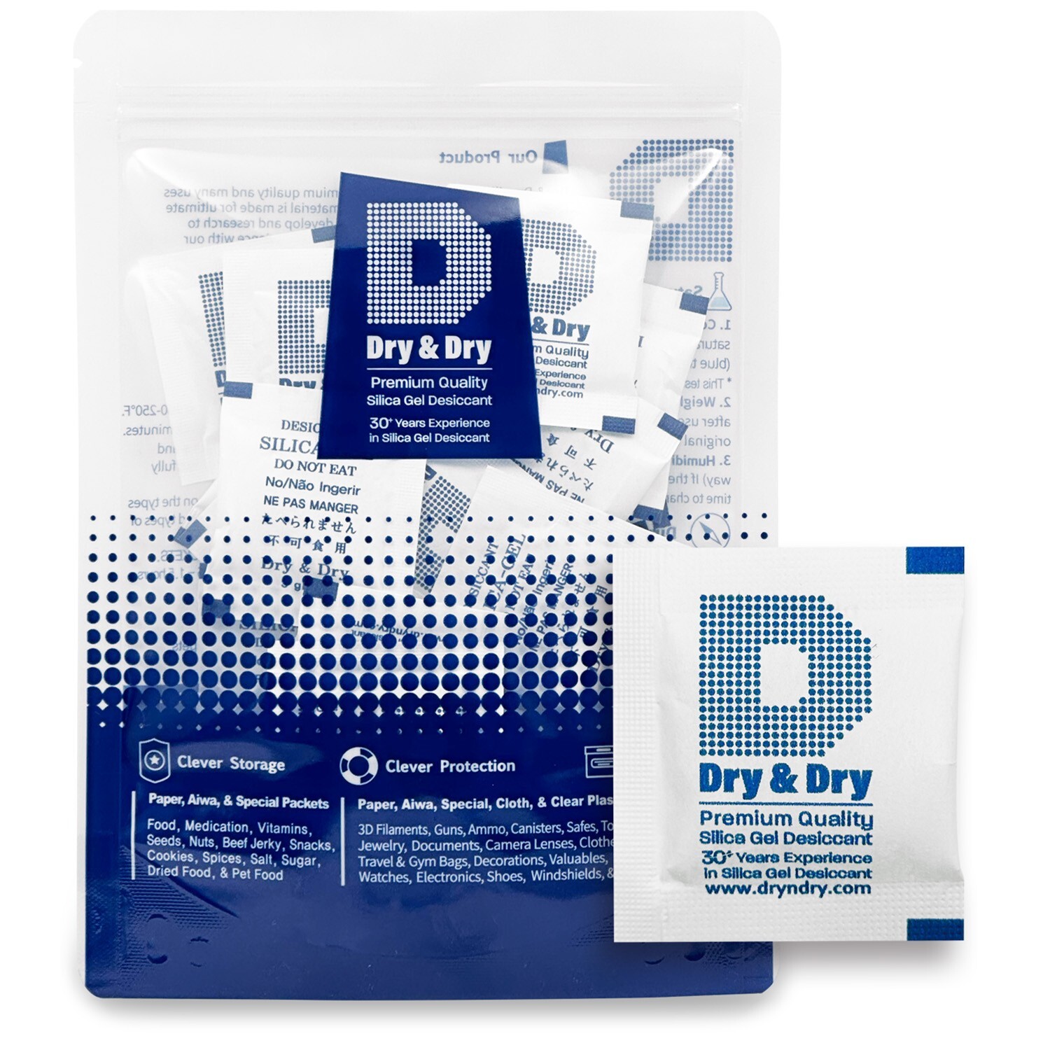 3 gram X 50 PK “Dry & Dry” Silica Gel Desiccant Packets(Reusable)-FDA Compliant