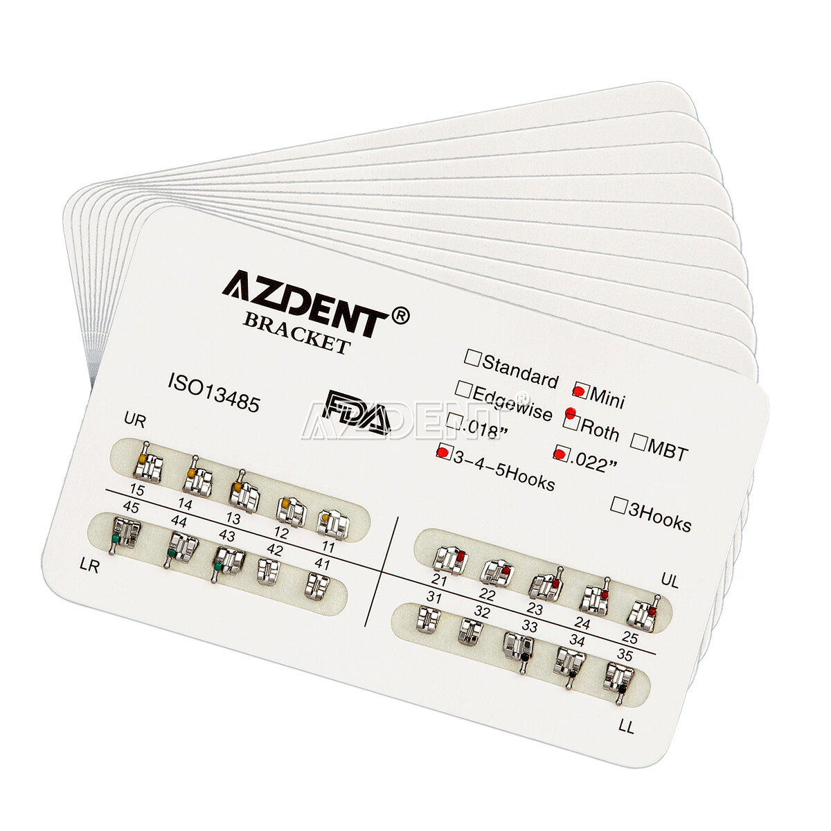 10 Packs Dental Ortho Brackets Metal Mini/Standard MBT/Roth 022/018 3/345 Hooks
