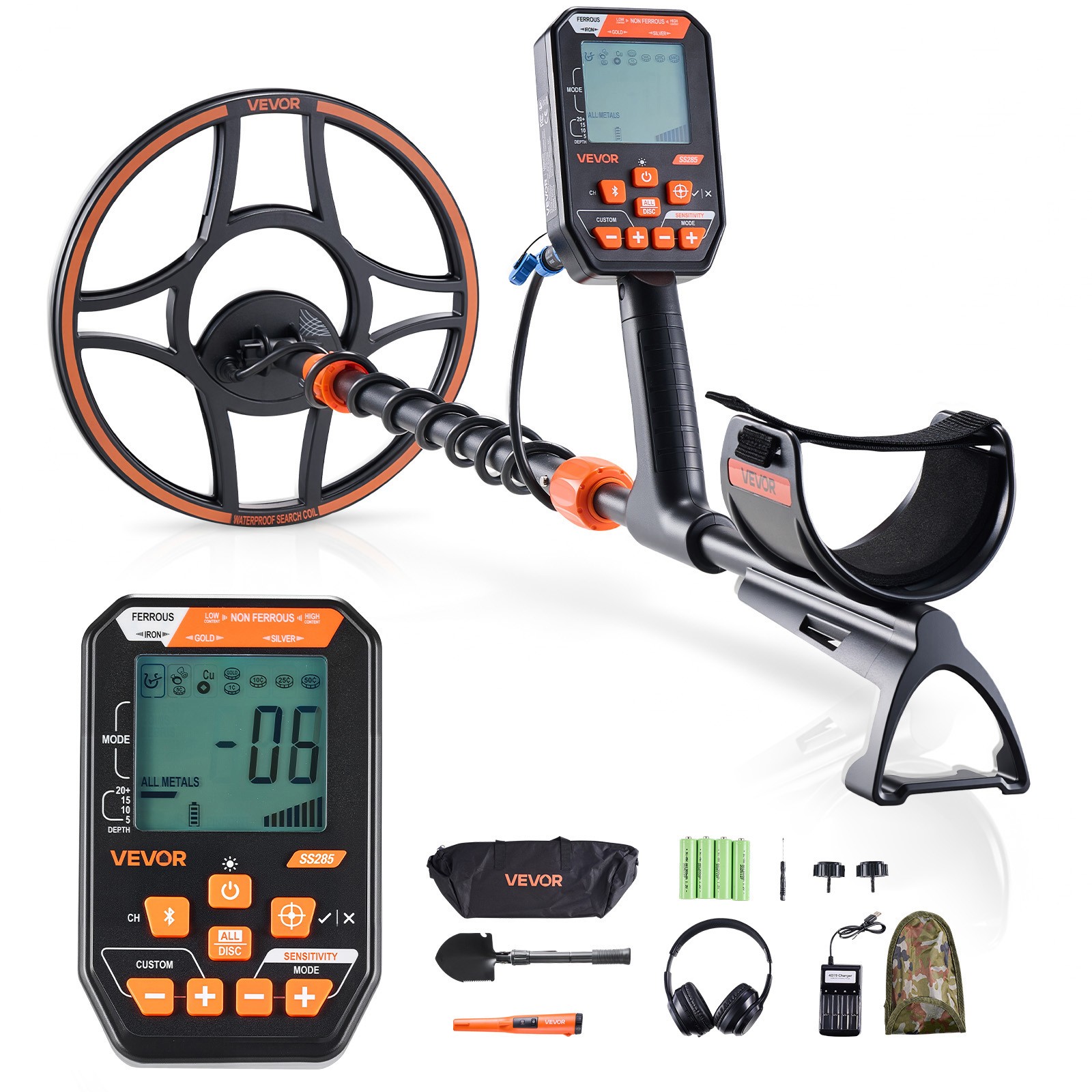 VEVOR Waterproof Metal Detector 12″ Professional Gold Detector for Adults IP68
