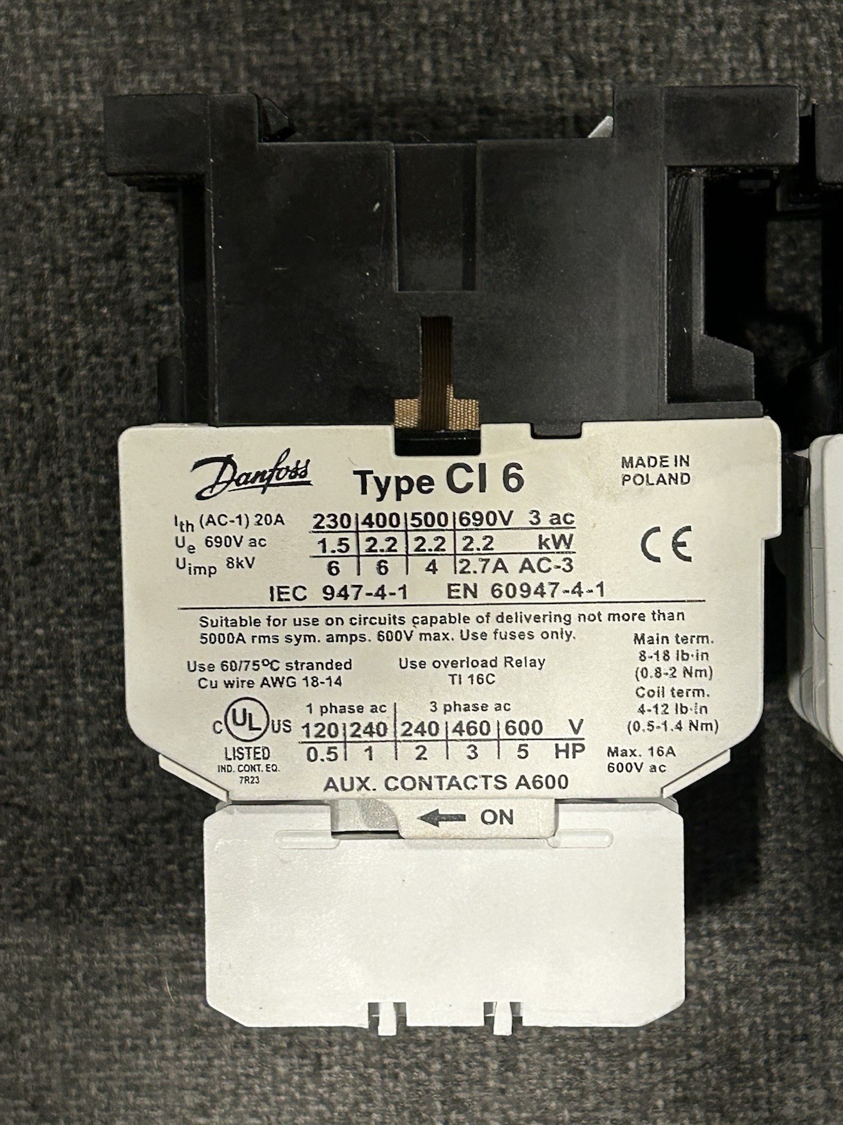 Lot Of 3 PCS DANFOSS (2) CI 16 And (1) CI 9 MAGNETIC CONTACTORS Comes As Shown