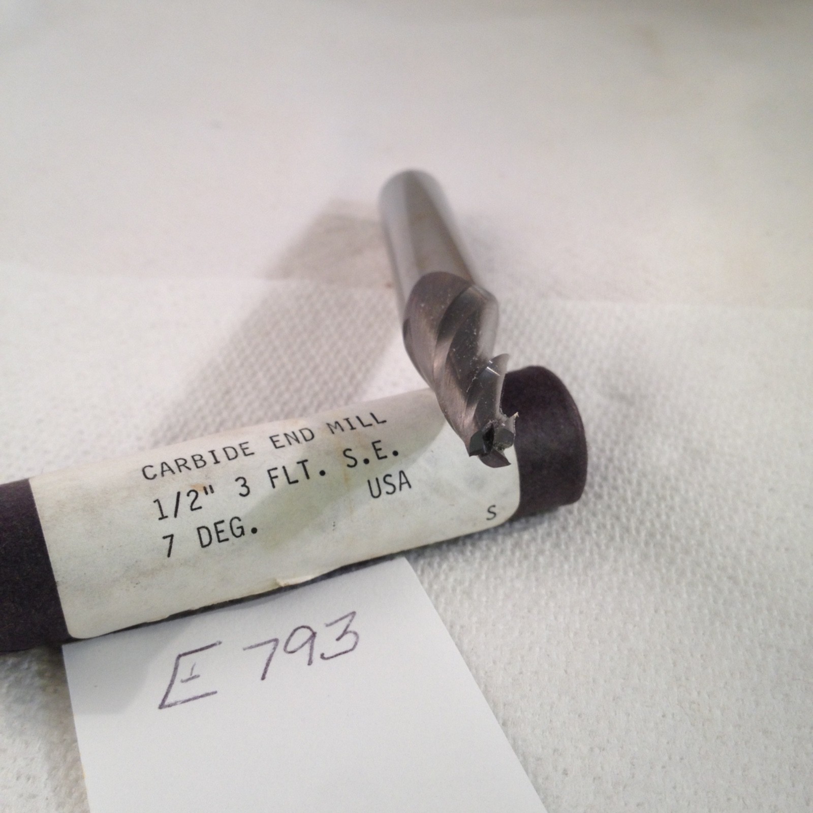 NEW USA Solid Carbide 7° TAPERED per side End Mill 3/16″ Tip 1/2″ SHANK (E793)