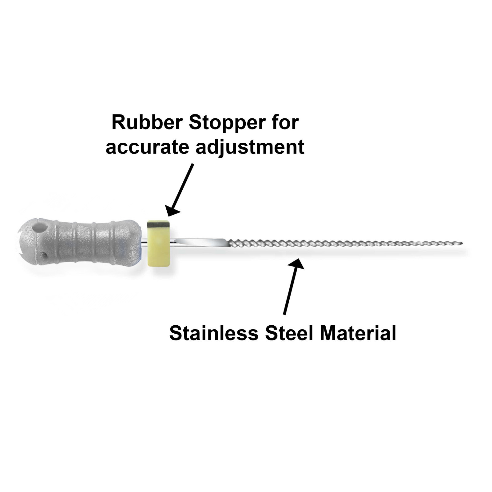 Sky Choice K-Files – 25 mm Length, Size 08 Gray with Rubber Stopper 6/Pkg