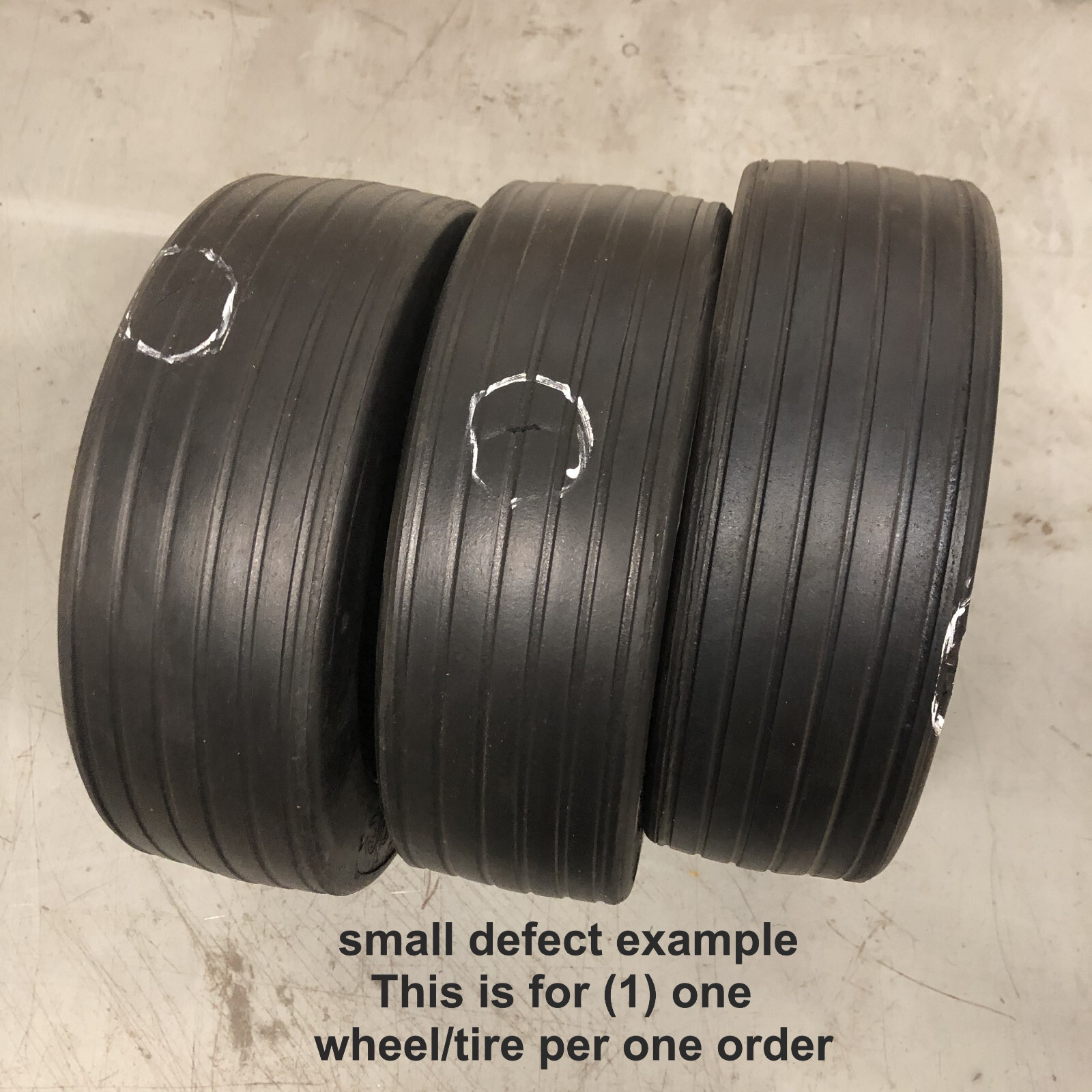 10″x3.25″ Solid Finish Mower Wheel with 3/4″ID $Discount Price with small defect