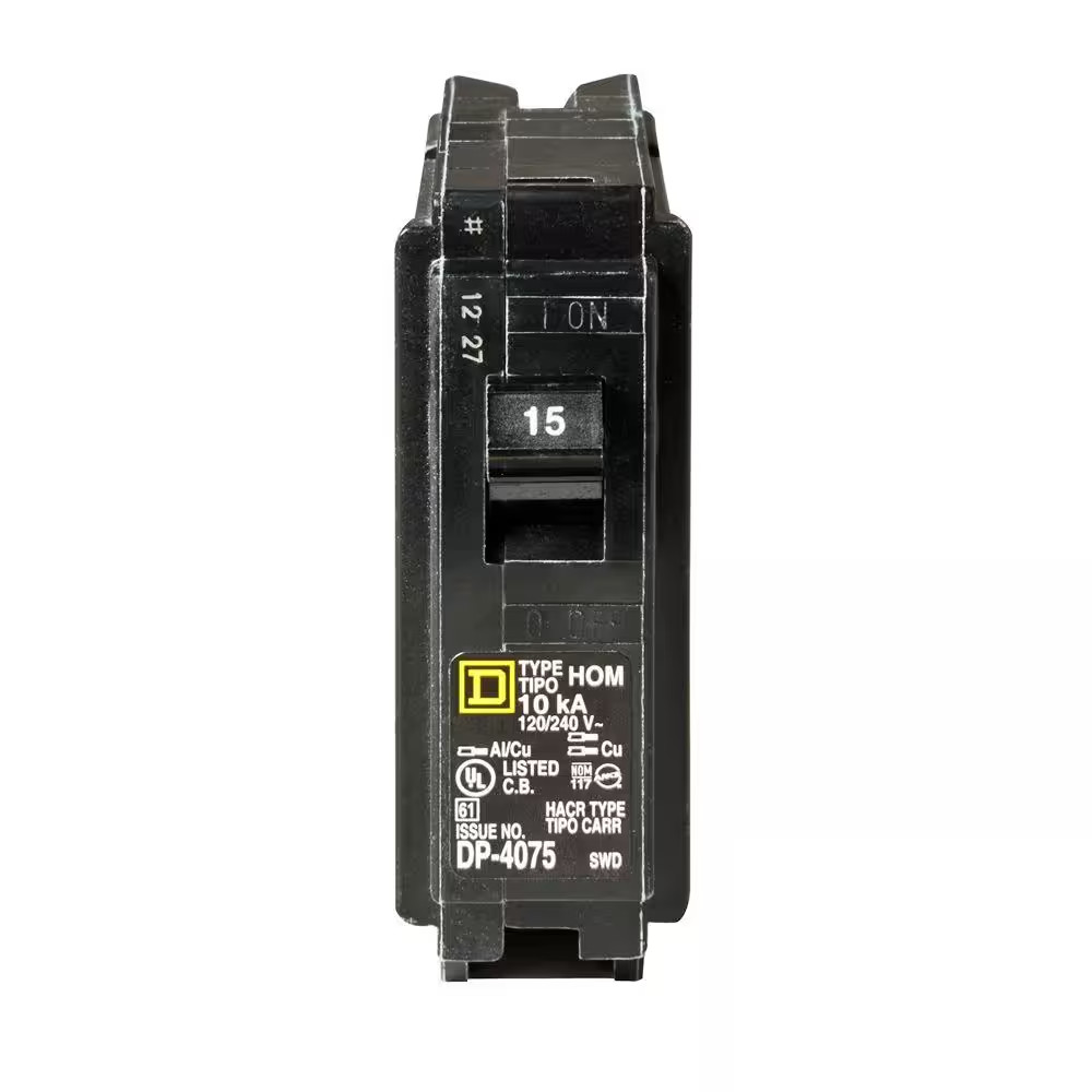 Homeline 15 Amp One-Pole Circuit Breaker HOM120CP, Square D Breakers 120/240 VAC