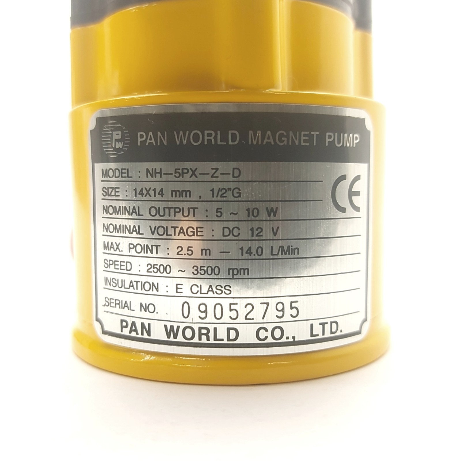 Pan World NH-5PX-Z-D Brushless DC Magnet Pump, 14L/min, 2.5m Head, 1/2″NPT, 12V