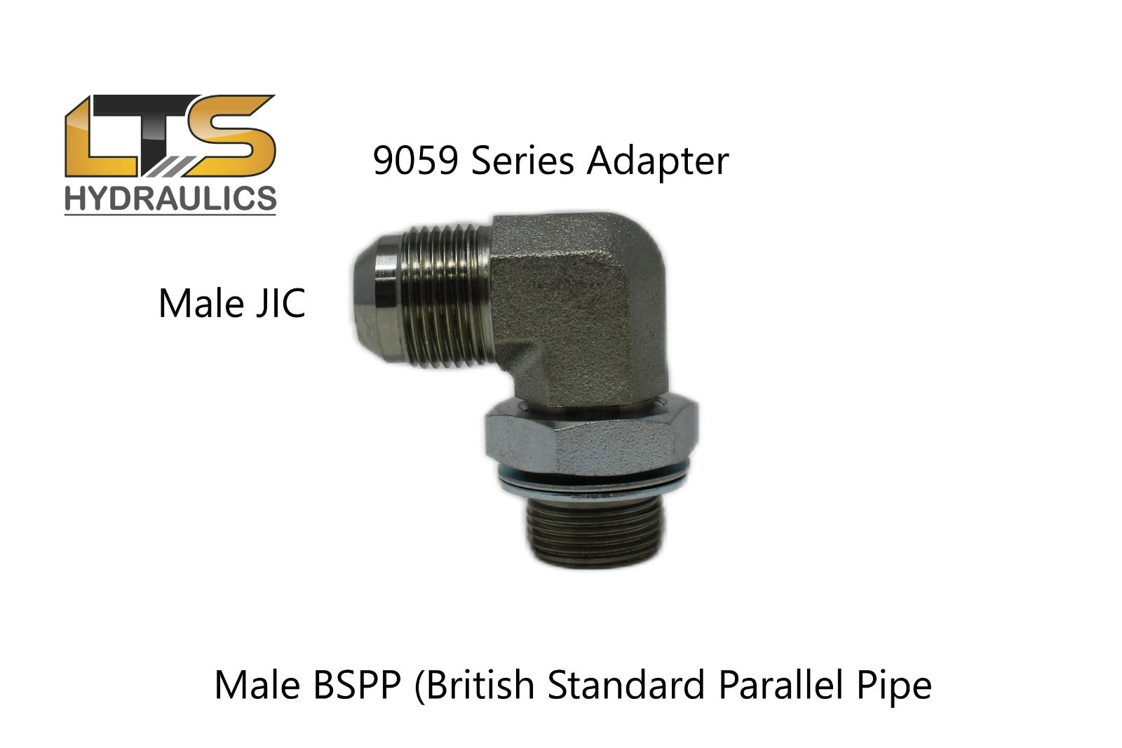 1/2″ Male JIC x 1/2″ Male BSPP British Parallel Pipe 90° Adapter 9059-08-08