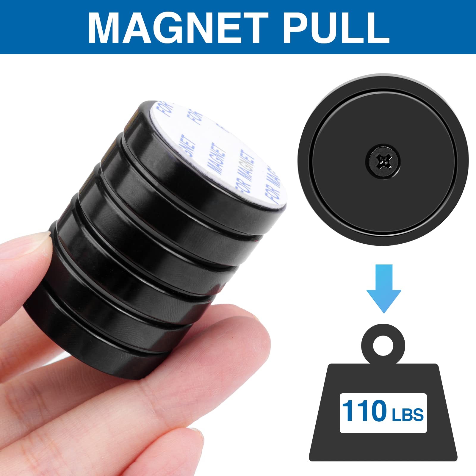 Magnets with Holes, 110 lb+ Waterproof Strong Neodymium Cup Disc Magnets with…