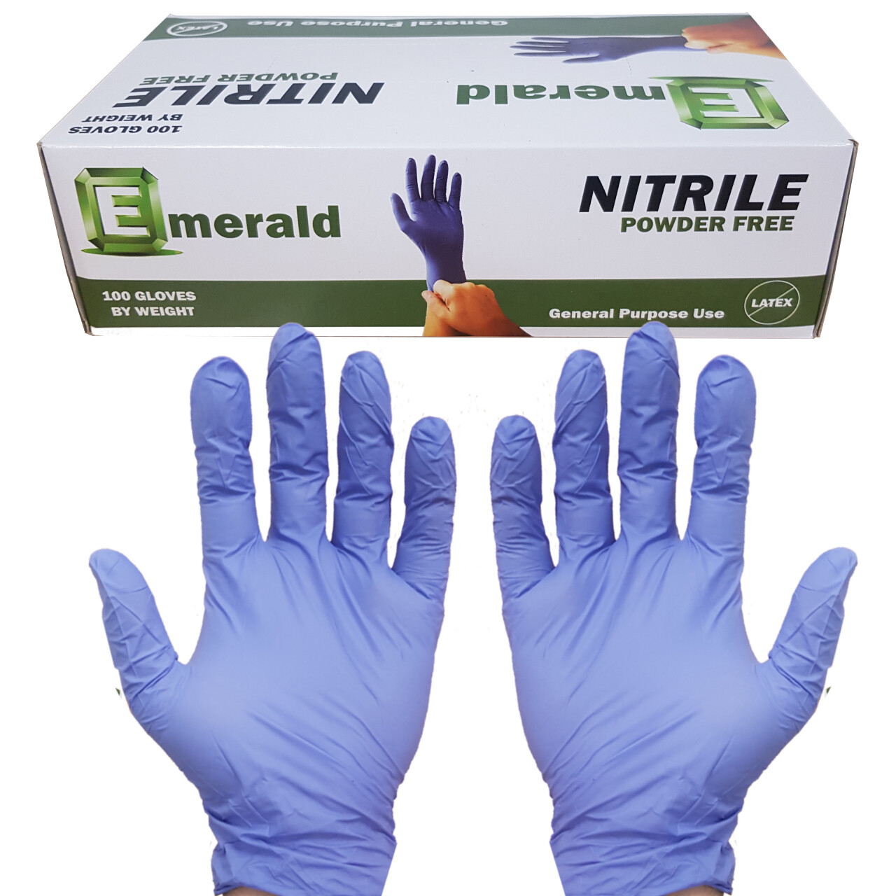Nitrile Gloves Large Powder Free Emerald Rubber Gloves Non-Latex Free Ship