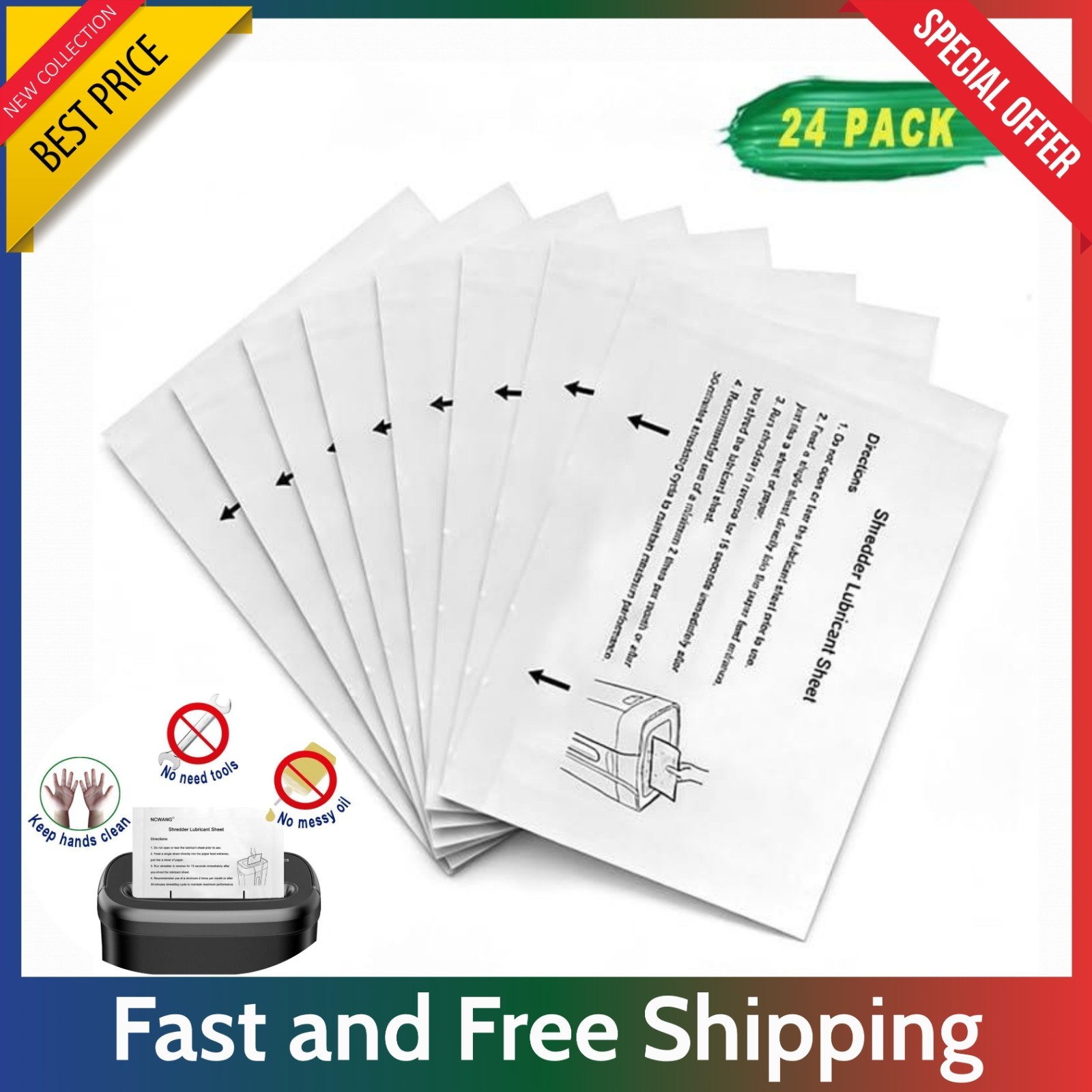 24 Pack Paper Shredder Lubricant Sheets – New Shredder Oil Sheets Jam Proof Care