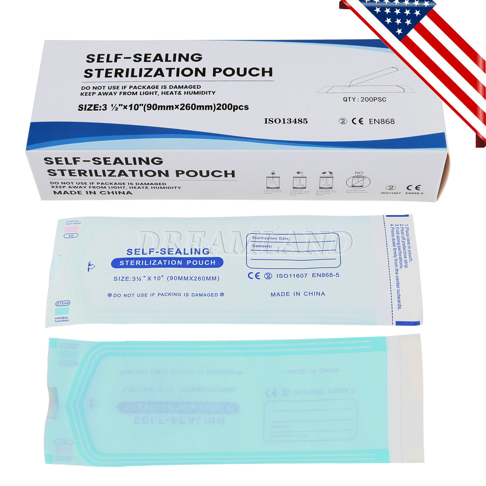 Self Sealing Sterilization Pouches Autoclave Pouch, Disposable Sterilizer Bags