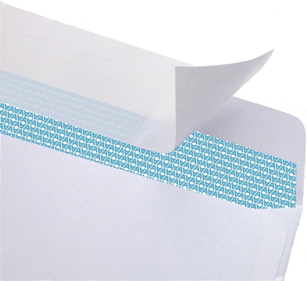 Security Tinted Self-Seal Letter Envelopes-No Window, White-24 LB- 100 Count