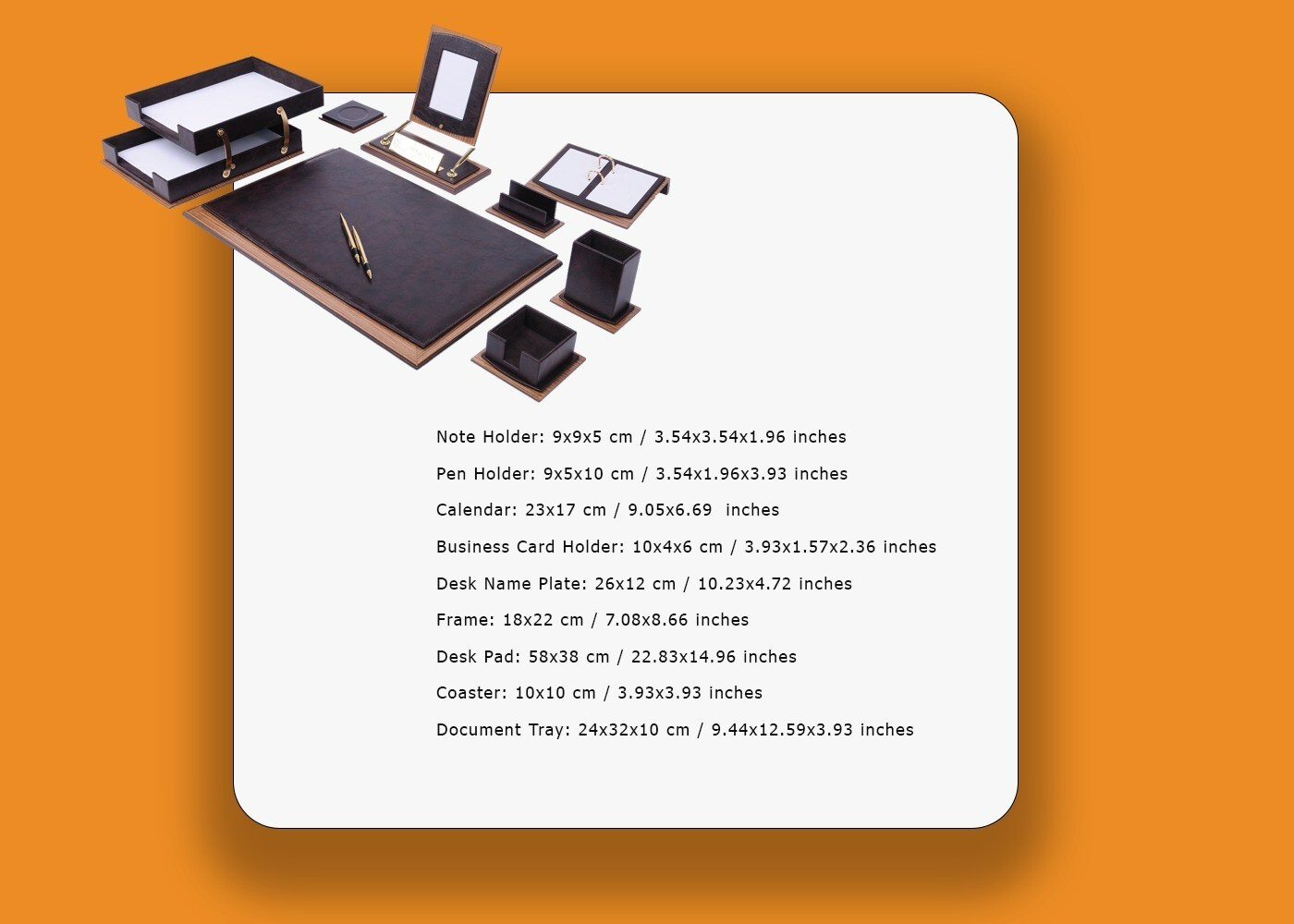 Star Luxury Leather&Wood Desk Set 11 Pcs with Double Tray Desk Organizer Emerald