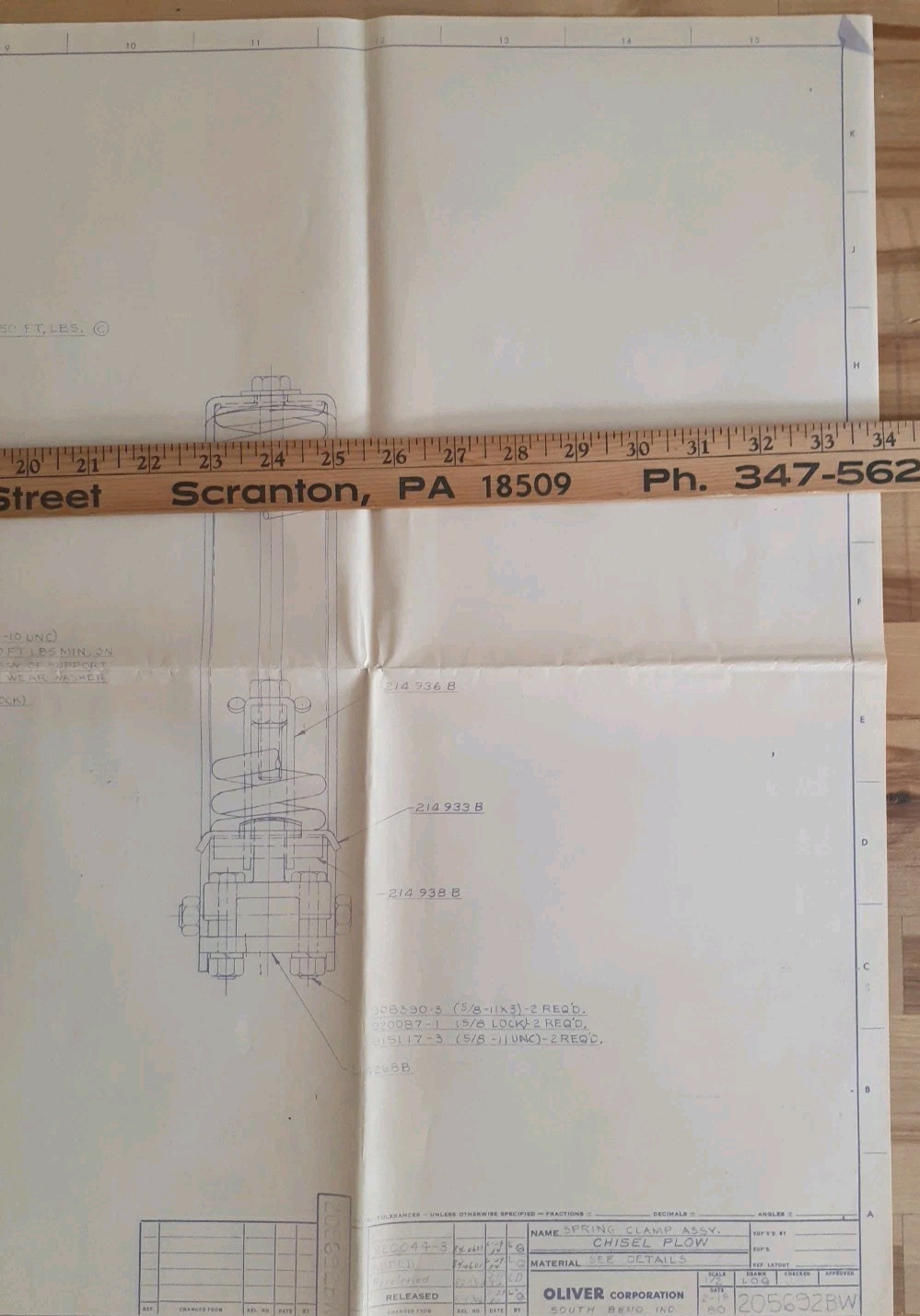 Set of 2 Oliver Corp. Factory Blueprints (1967 & 1980) – South Bend, IN Plant