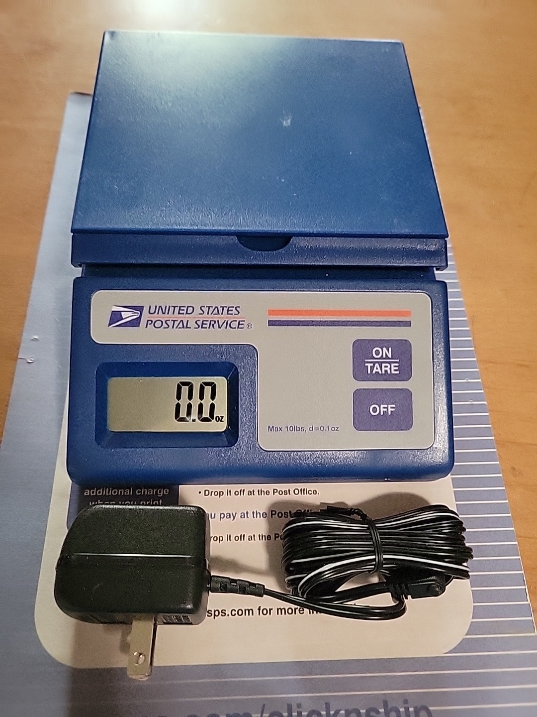 Official United States Postal Service USPS 10-lb Electronic Scales Battery Plug