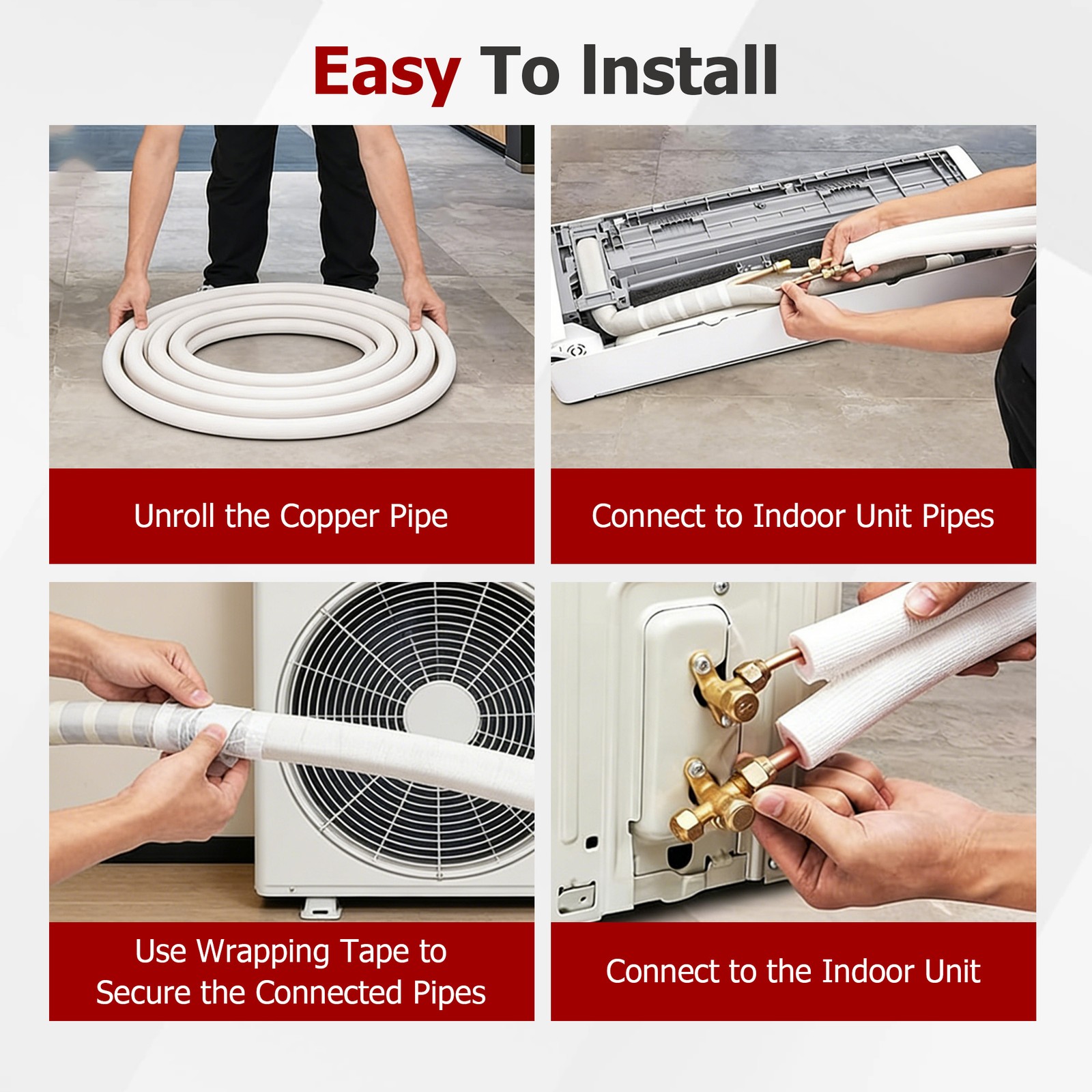 Findmall 50 FT Mini Split Line Set 1/4″ – 3/8″ Copper Insulated Coil