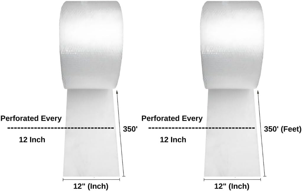12″ Wide 700 feet Bubble Cushioning Wrap Roll Small Bubble Perforated Every 12″