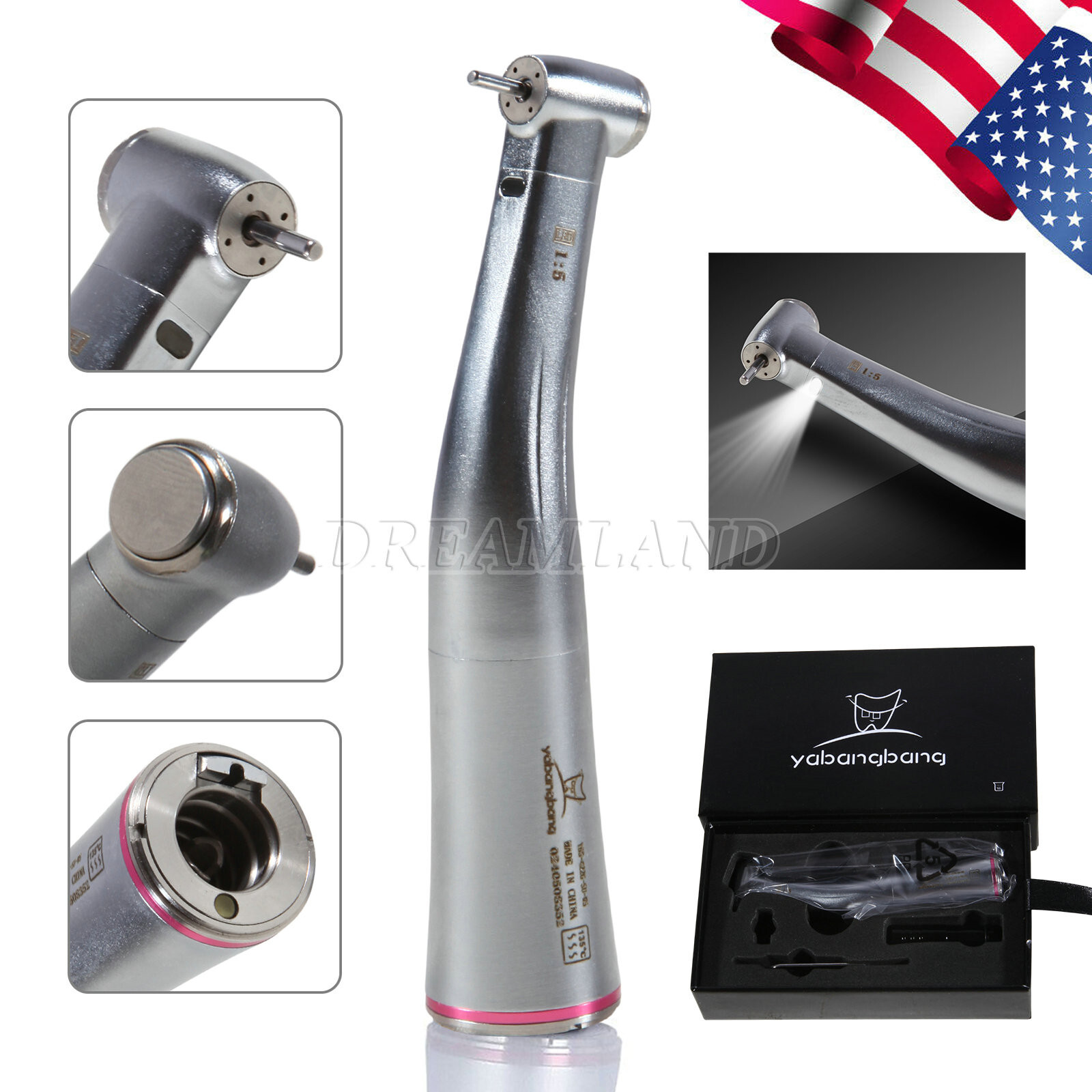 Dental 1:5 LED Contra Angle Increasing Handpiece Fit KaVo NSK Electric Motor USA