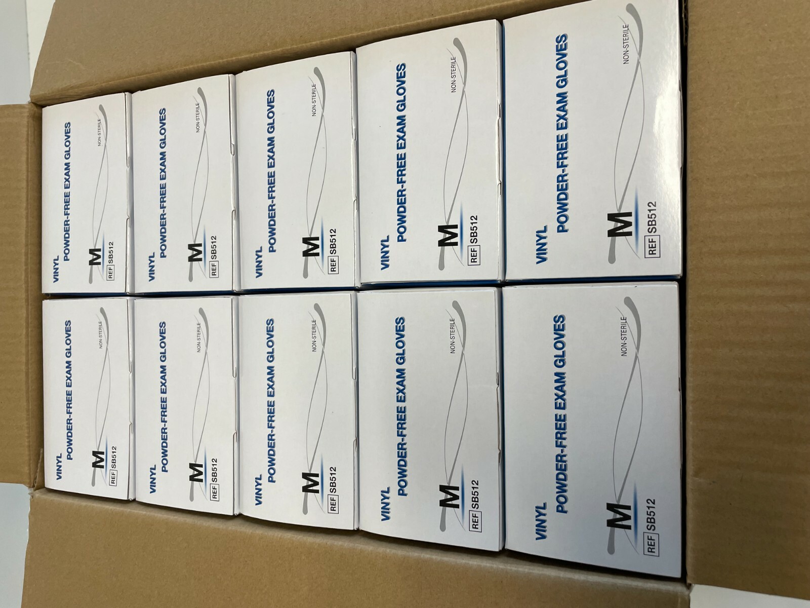 U10: Case of 1500 (10 Boxes) Medline Vinyl Powder-Free Gloves Medium SB512