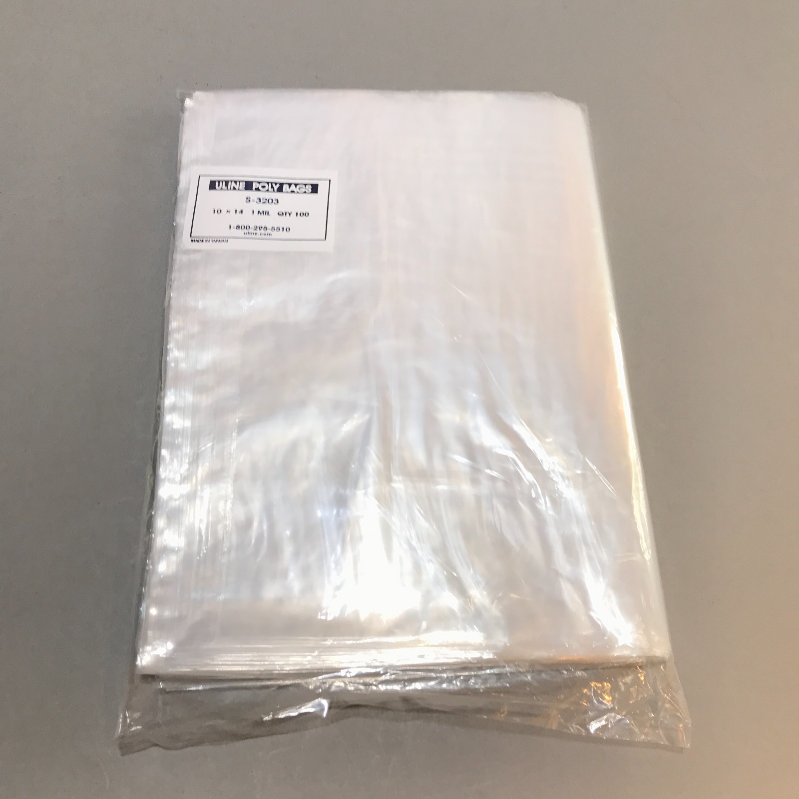 10 x 14 Poly Bags ULINE Best 1 MIL Thick Clear Flat Open Top Package of 100