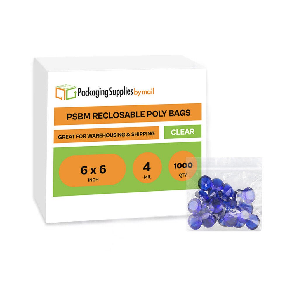 1000 Pcs 6″ x 6″ Zipper Bags Clear 4 Mil Reclosable Self Seal Ziplock Baggies