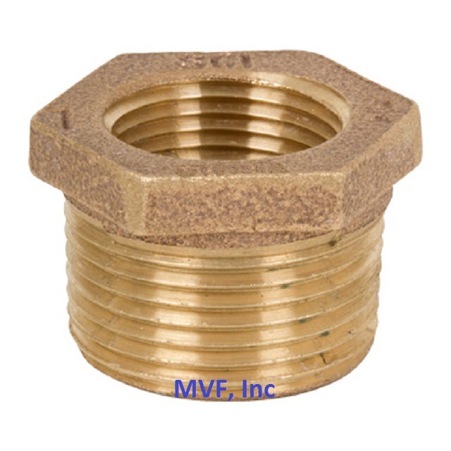 1″ x 1/4″ Lead-Free Brass Hex Reducer Bushing 125# Threaded NPT <BR12060241