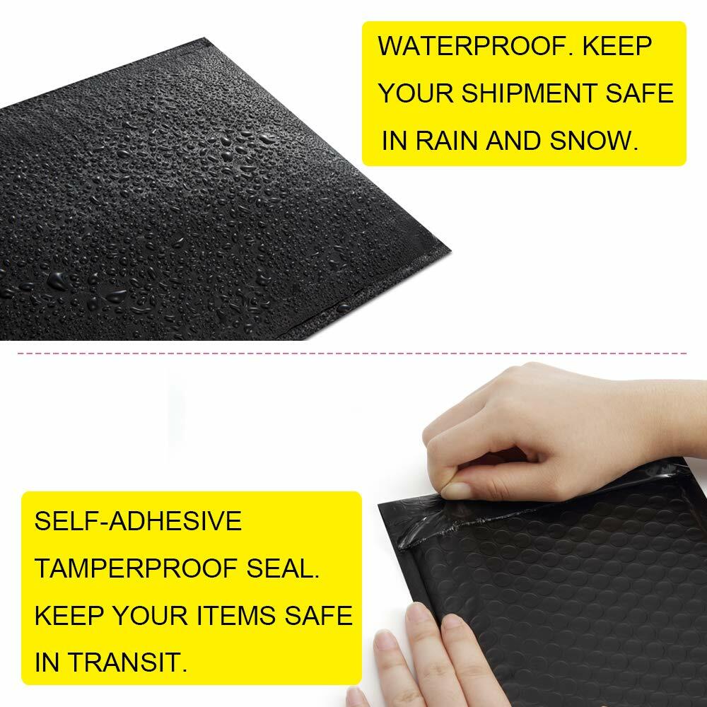 1000 #0 Black Poly Bubble Padded Envelopes Self-Sealing Mailers 6X10 (Inner 6×9)