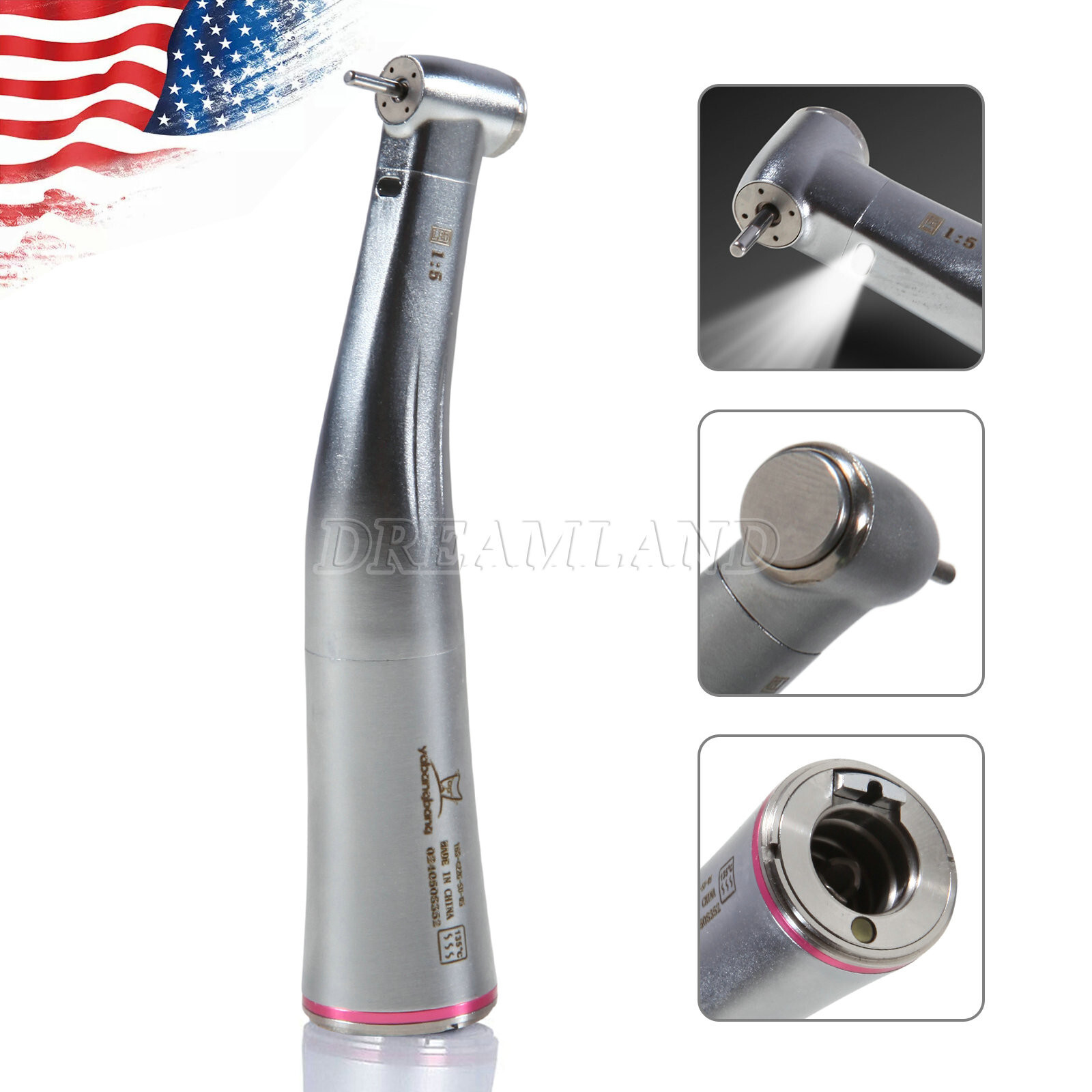 Dental 1:5 LED Contra Angle Increasing Handpiece Fit KaVo NSK Electric Motor USA